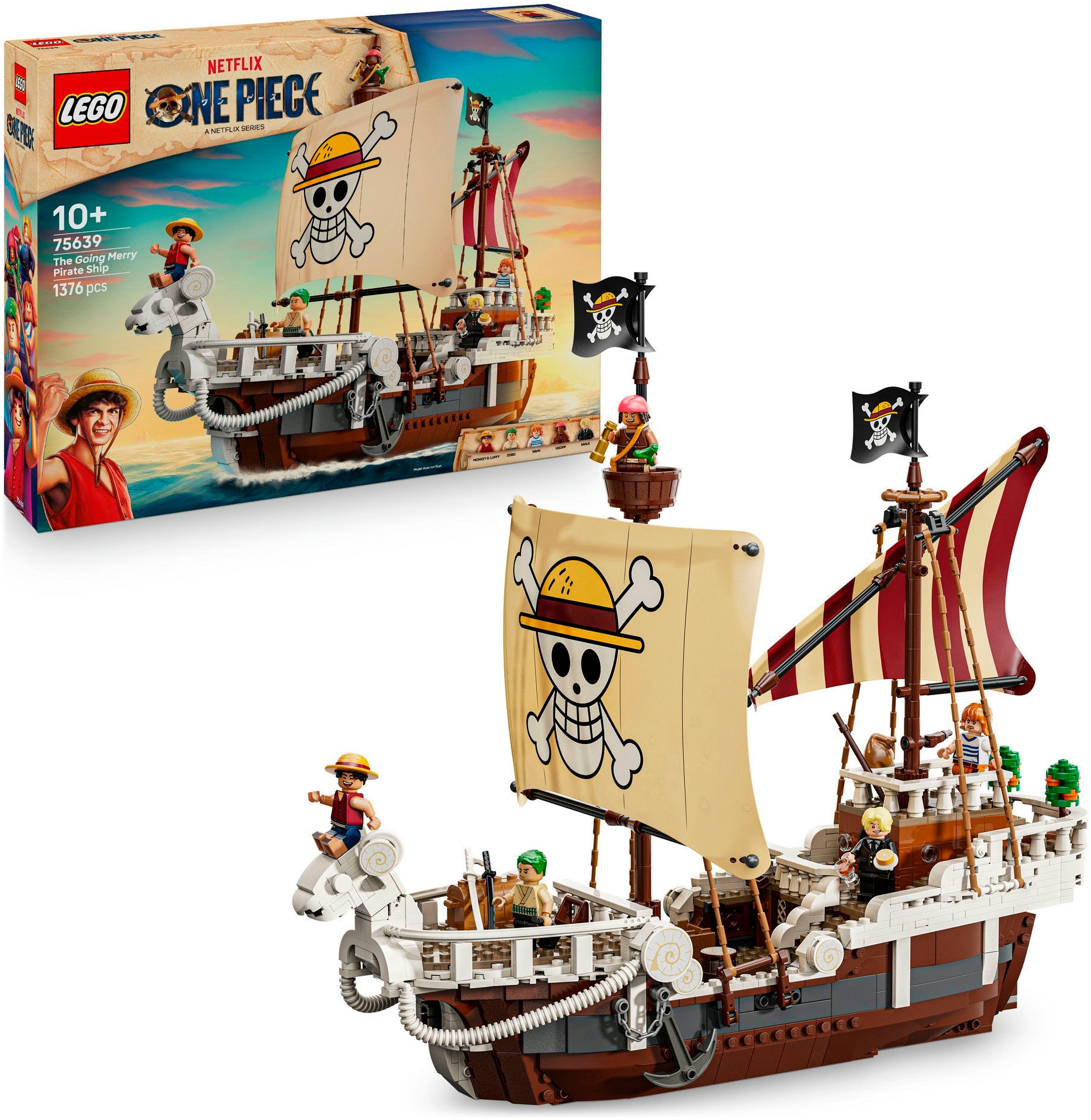 LEGO Kinder Konstruktionsspielsteine "Das Piratenschiff Flying Lamb (75639), LEGO One Piece", bunt, Kunststoff, Spielbausteine, Made in Europe