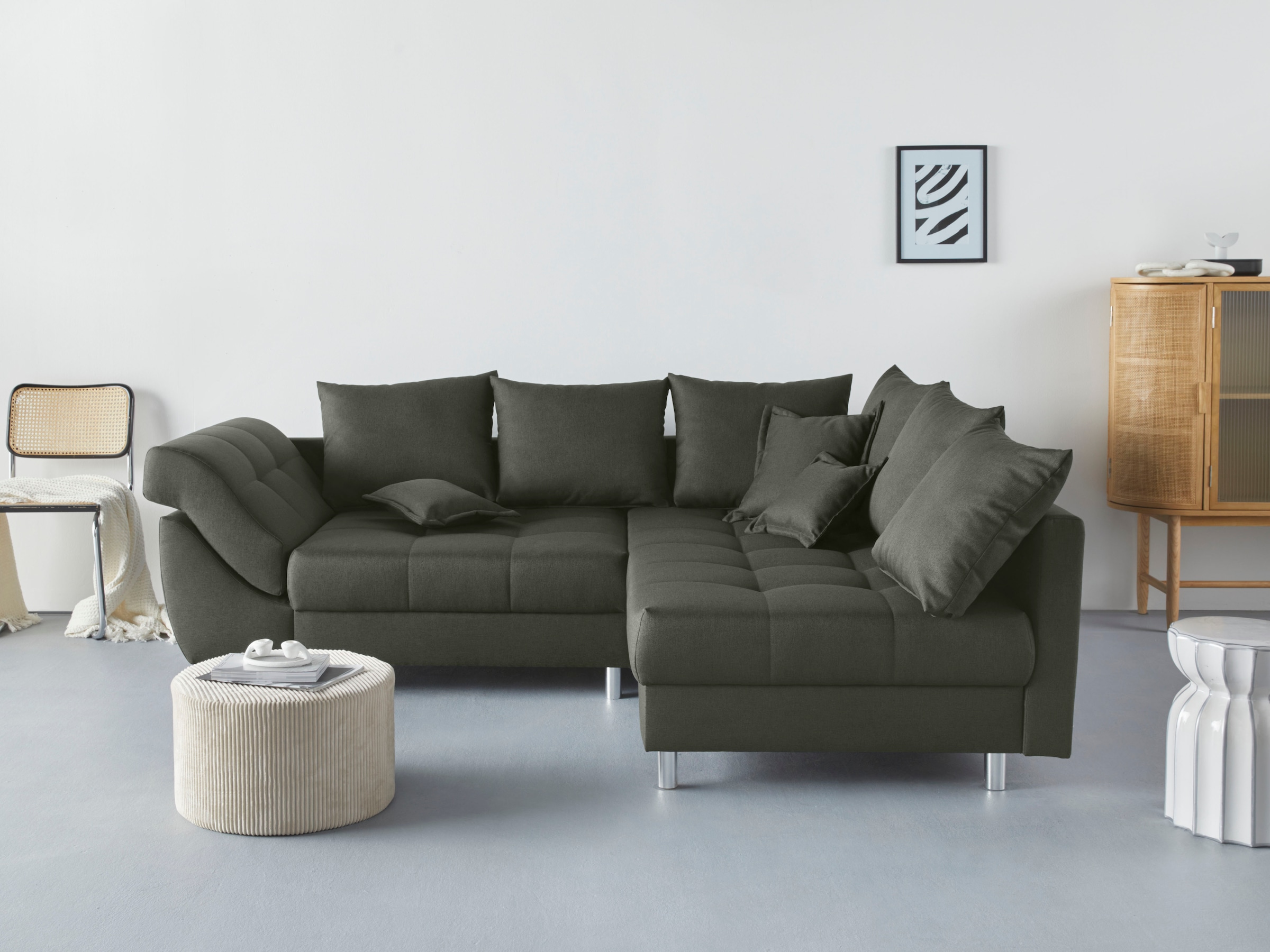 COLLECTION AB Ecksofa "Innsbruck L-Form, B: 247 cm" 3 Zierkissen, Federkern