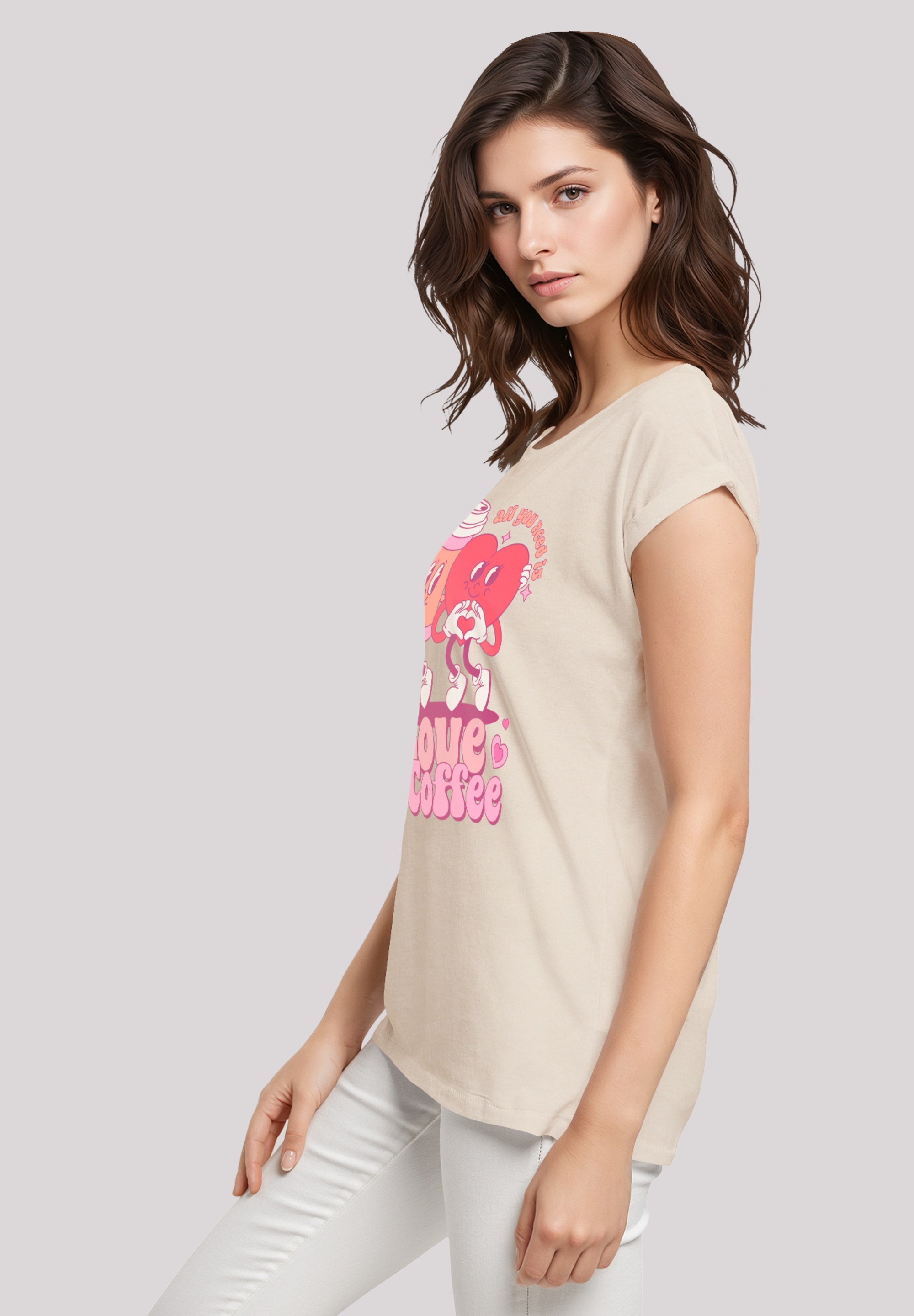 F4NT4STIC T-Shirt »Love and Coffe Valentinstag« Premium Qualität