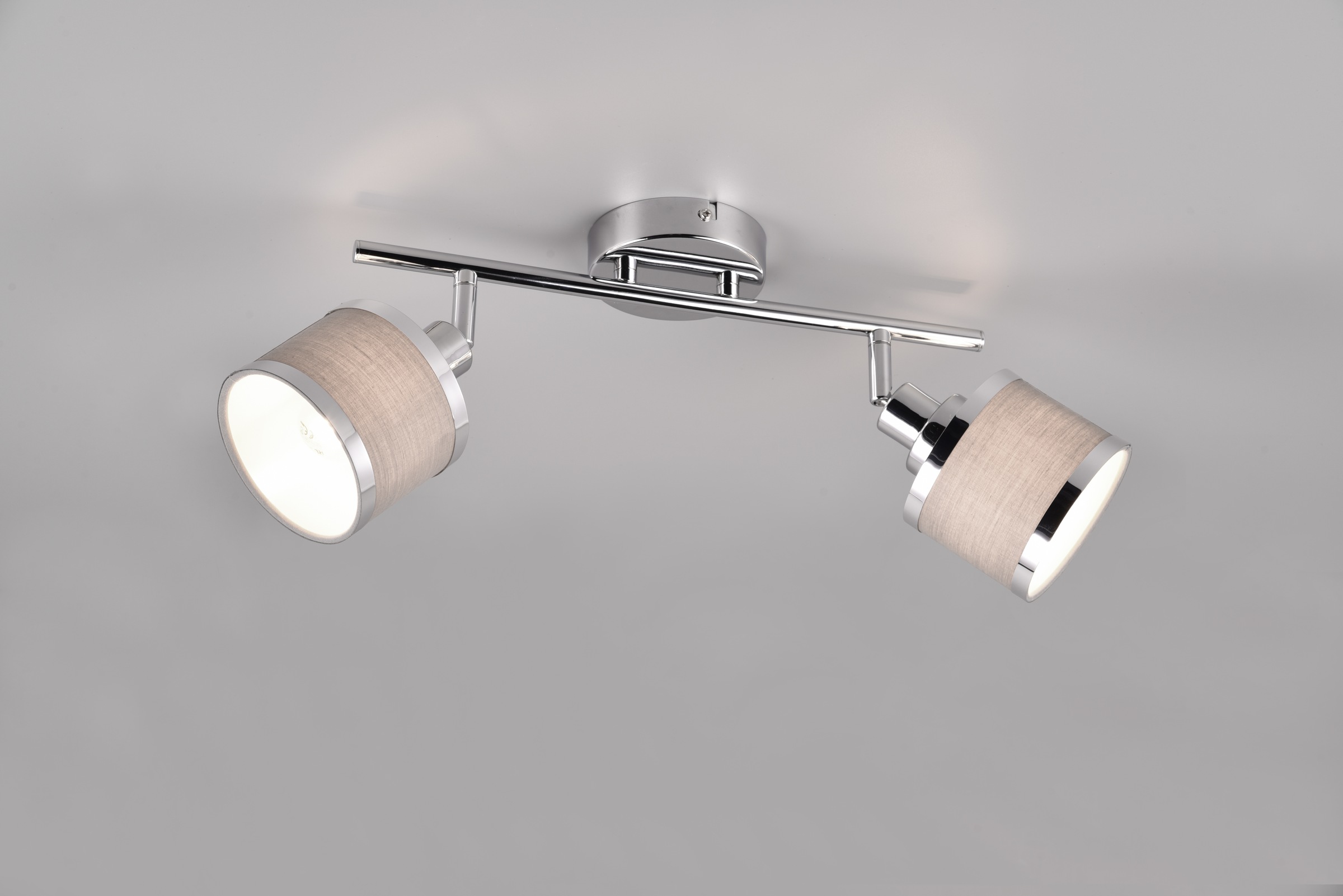 TRIO Leuchten Deckenstrahler »AROSA, Spot, Metall chrom Stoff grau, exkl. E14 max 28W« E14 1 Stk. warmweiß - kaltweiß Deckenspot, Stange mit drehbaren kippbaren schwenkbaren Spots Ø10cm
