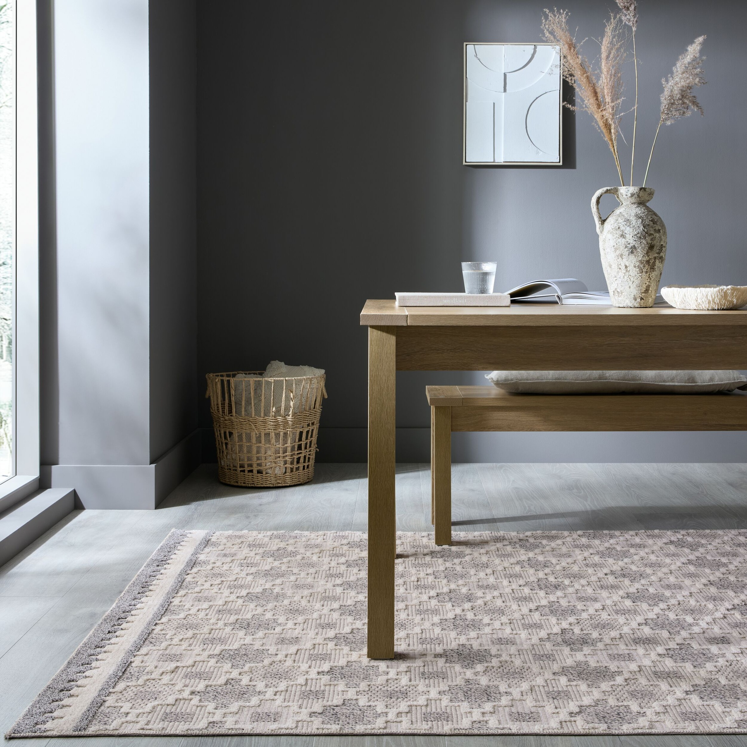 FLAIR RUGS Teppich »Graysen«, rechteckig, 4 mm Höhe, Waschbarer Geometrischer Teppich