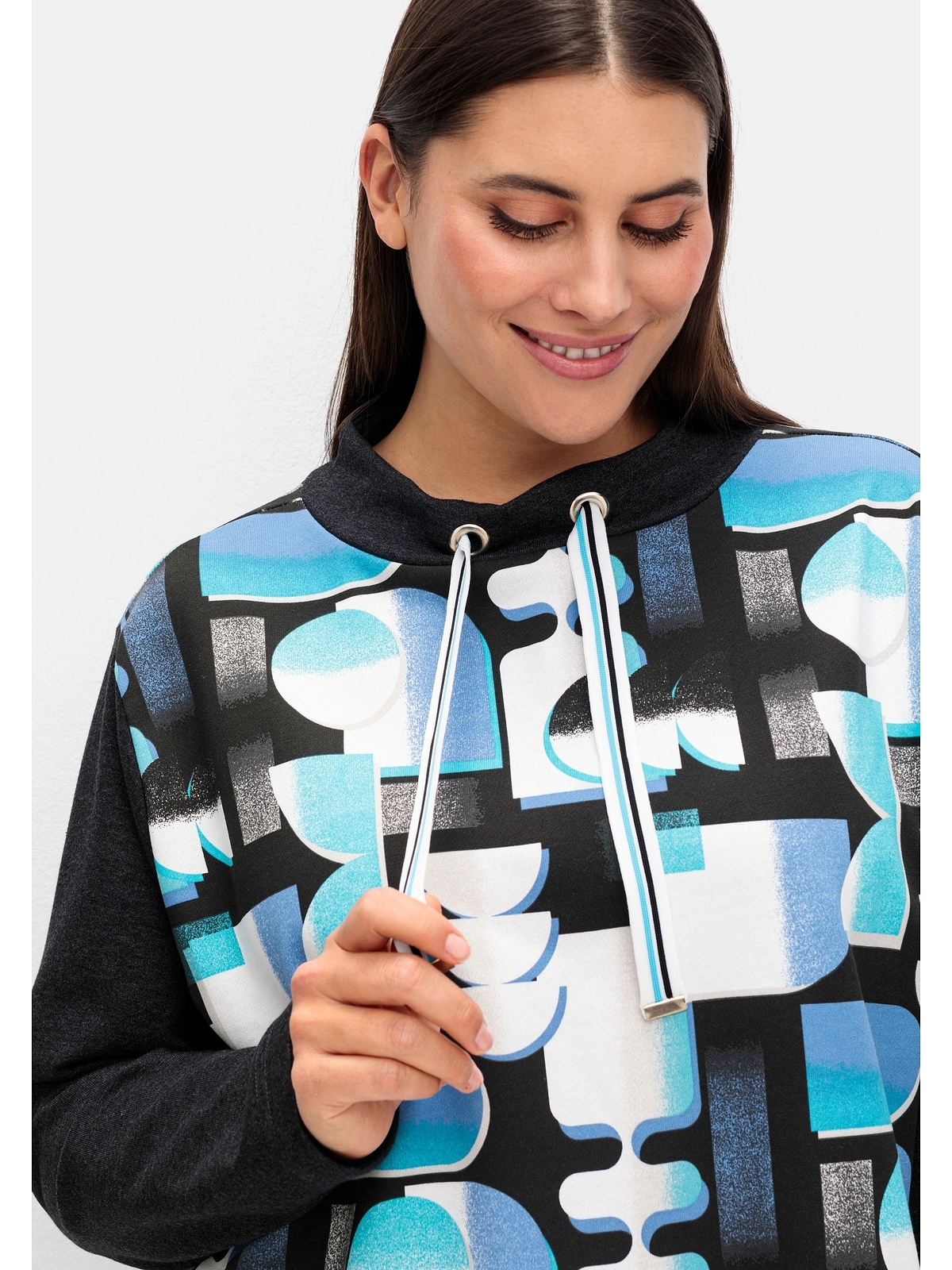 Sheego Sweatshirt »Große Größen«, mit Stehkragen und Grafikprint