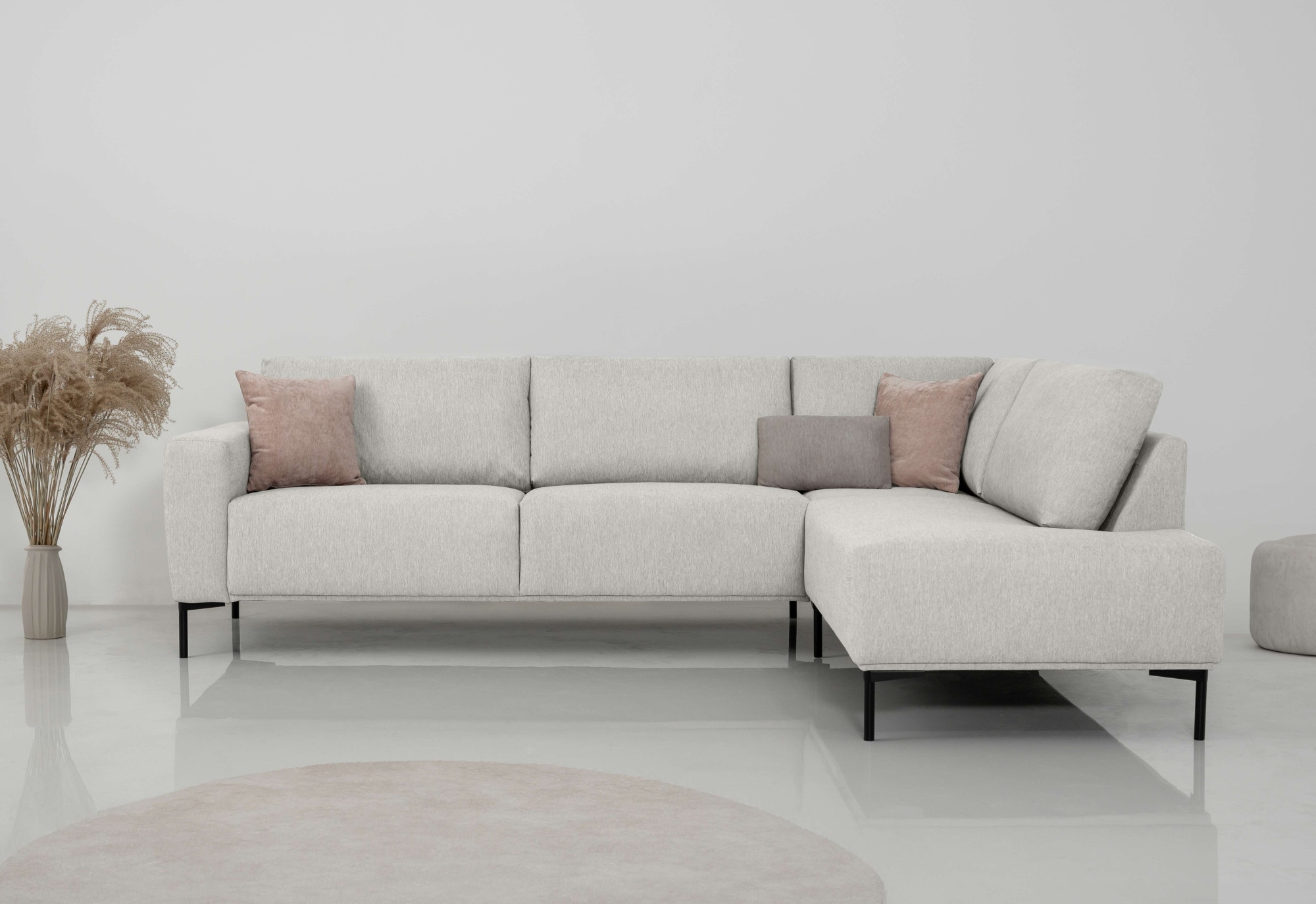 OTTO home Ecksofa "Melby" Breite 275 cm, in einem weichen Struktur Stoff, lose Rückenkissen