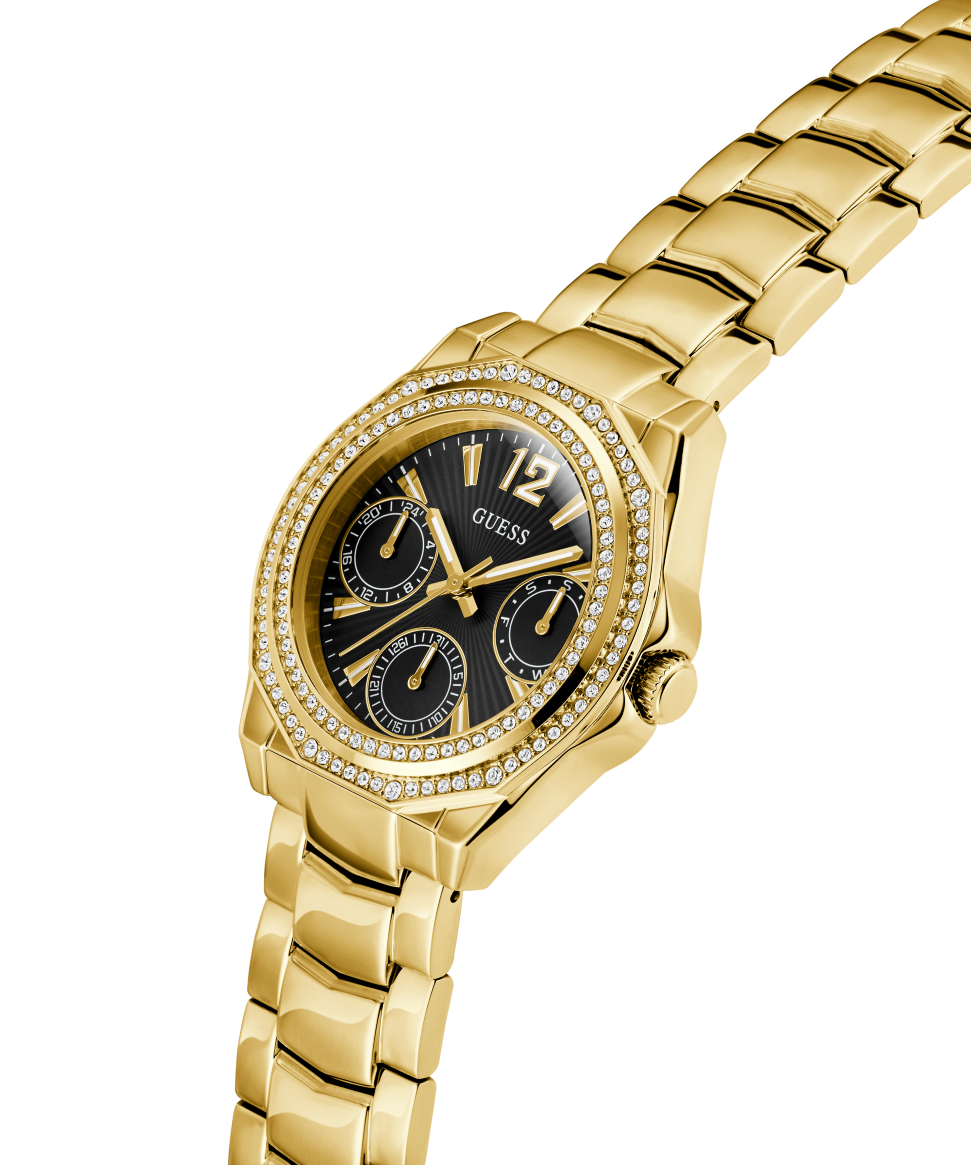 Guess Multifunktionsuhr »RITZY« Quarzuhr, Armbanduhr, Damenuhr, Edelstahlarmband, Datum