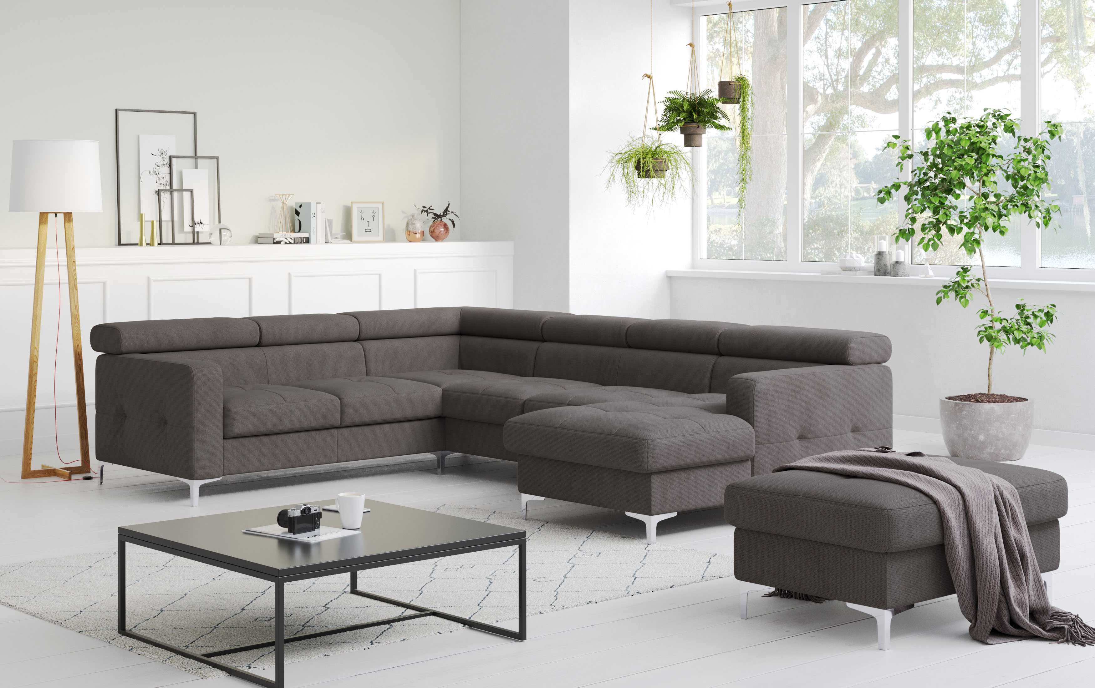 COTTA Wohnlandschaft "Sammy U-Form, B: 304 cm" Kopfteilverstellung, optional Schlaffunktion & Bettkasten