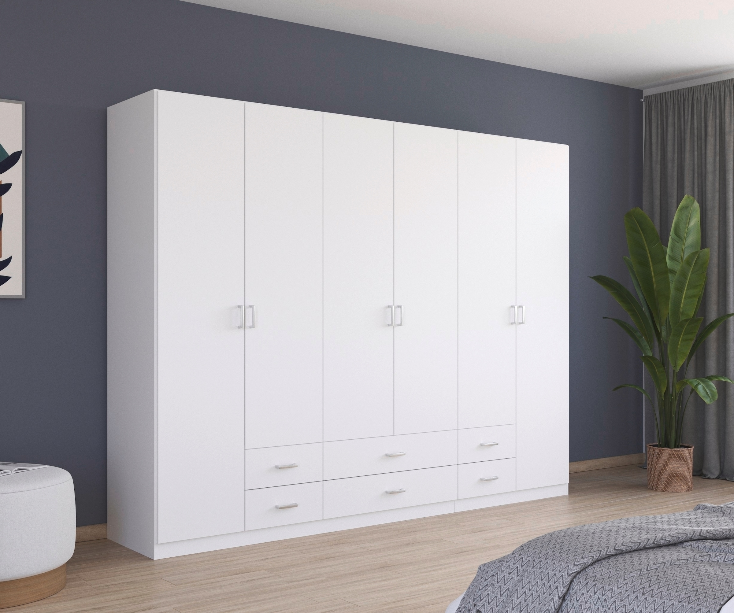 rauch Drehtürenschrank "Kleiderschrank Garderobe GAMMA Breiten 271 cm" in 3 Ausstattungen BASIC/CLASSIC/PREMIUM (inkl. SOFT-CLOSE-Funktion), mit Schubladen, verschiedene Griff-Varianten TOPSELLER MADE IN GERMANY