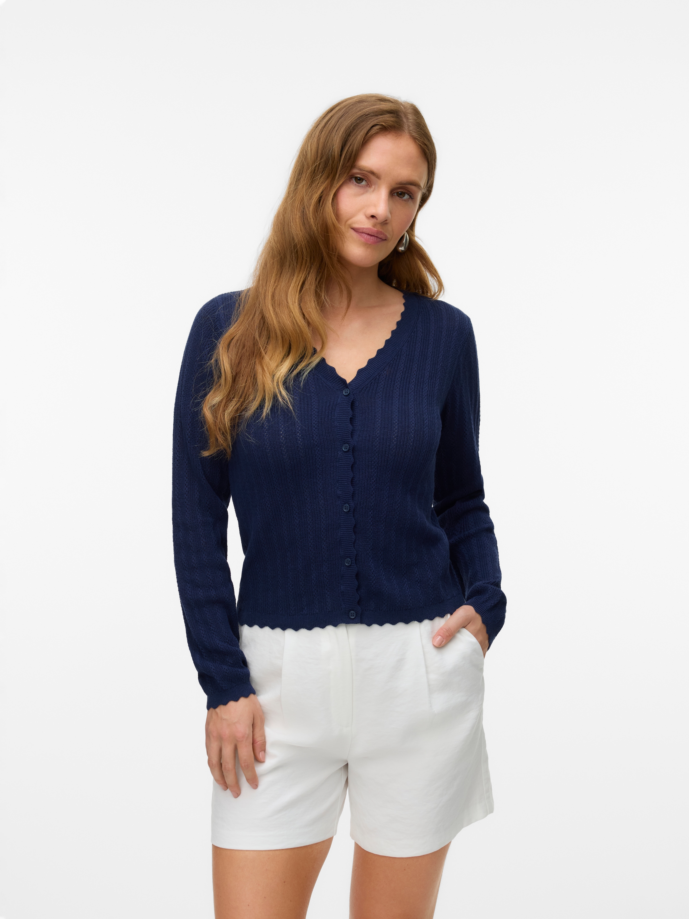 Vero Moda Strickjacke "VMLUXLIGHT POINTELLE LS V-NECK CARDIGAN" günstig online kaufen