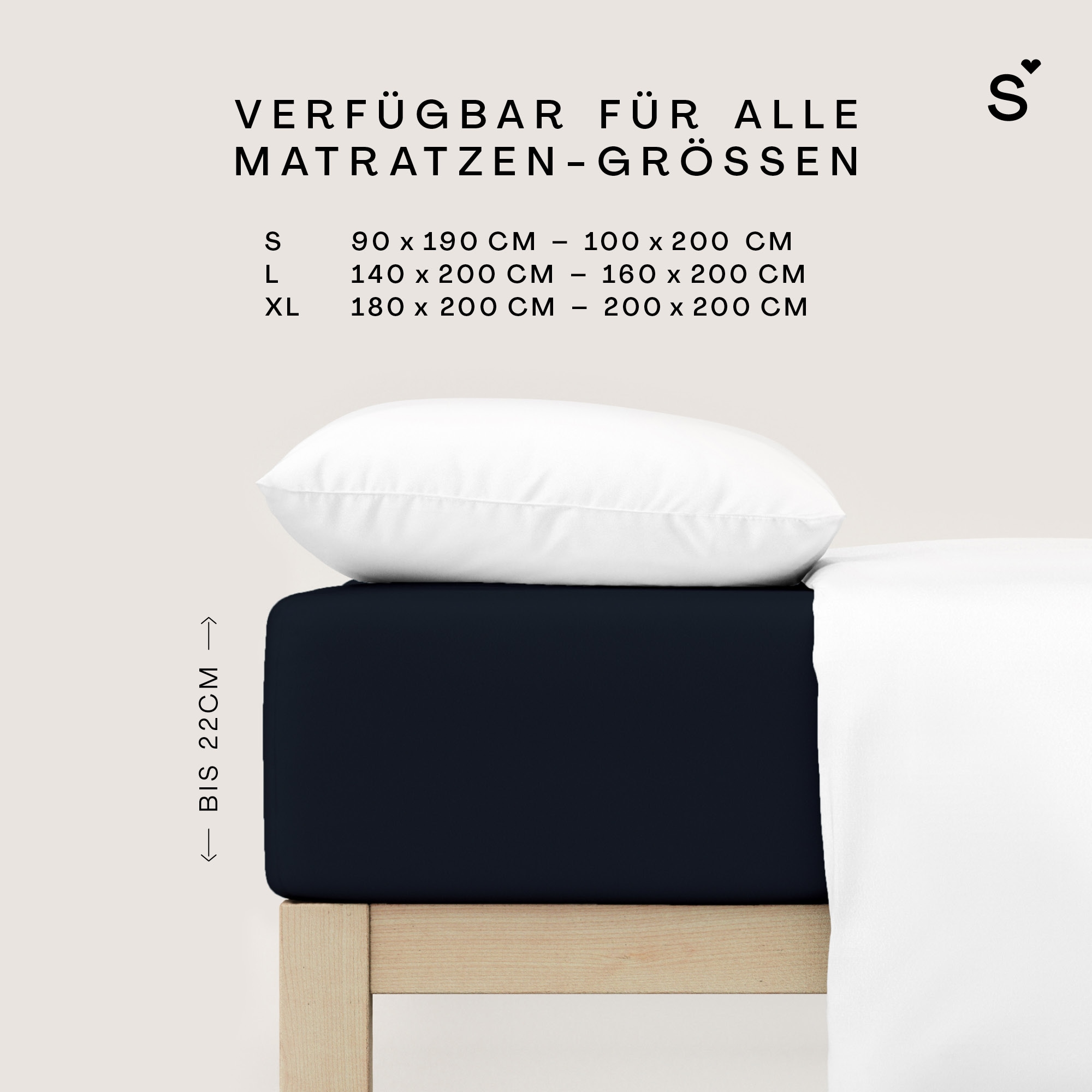 Schlafgut Spannbettlaken »Basic Cotton Bettlaken, 160 g/m², 100% Baumwolle, Spannbetttuch« Spannbettlaken bis 22 cm Matratzenhöhe, bügelfrei und pflegeleicht