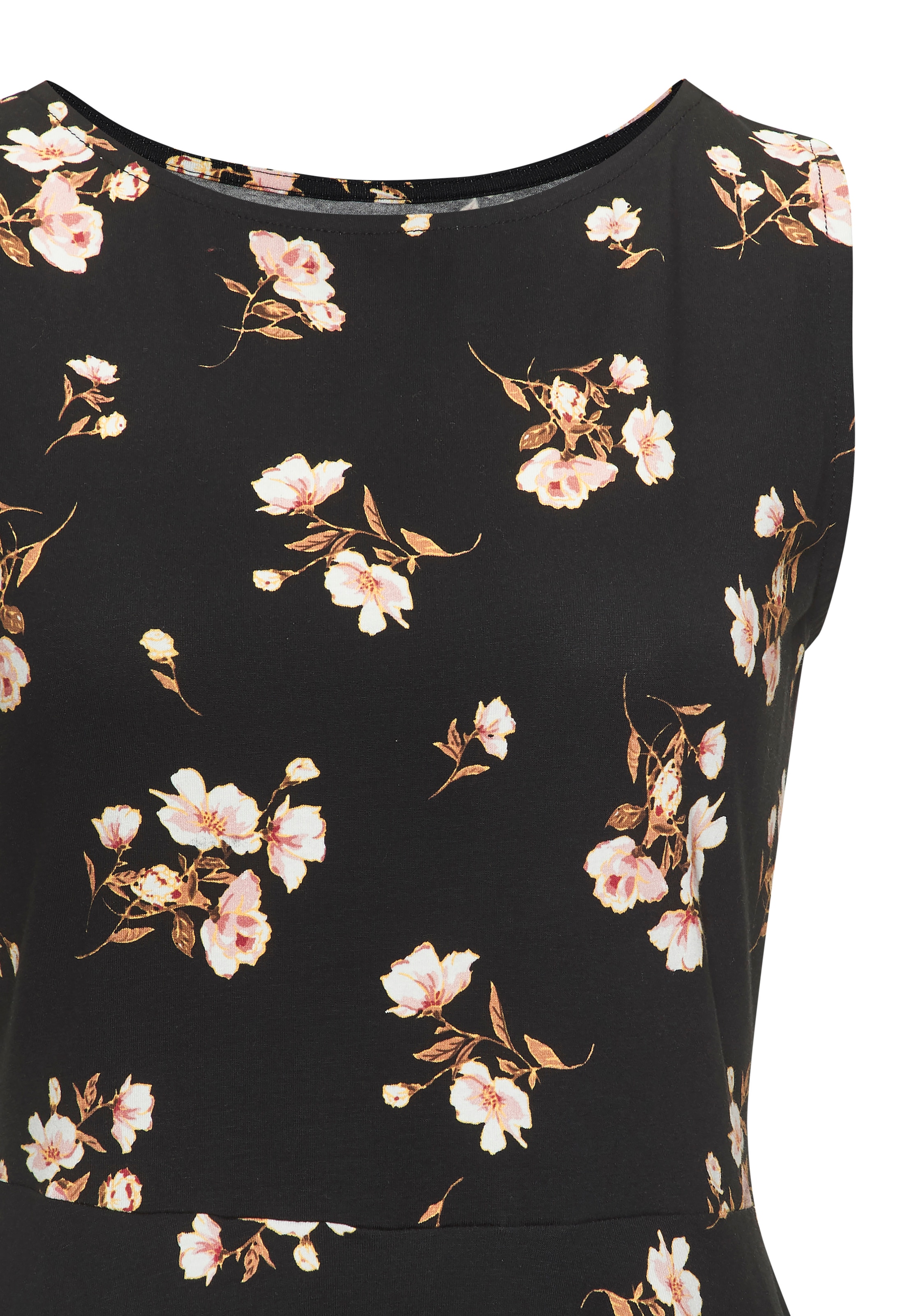 Vivance Strandkleid »mit Blumenprint« Ohne Taschen Minikleid, Sommerkleid aus Baumwolle, Skaterkleid, Jerseykleid
