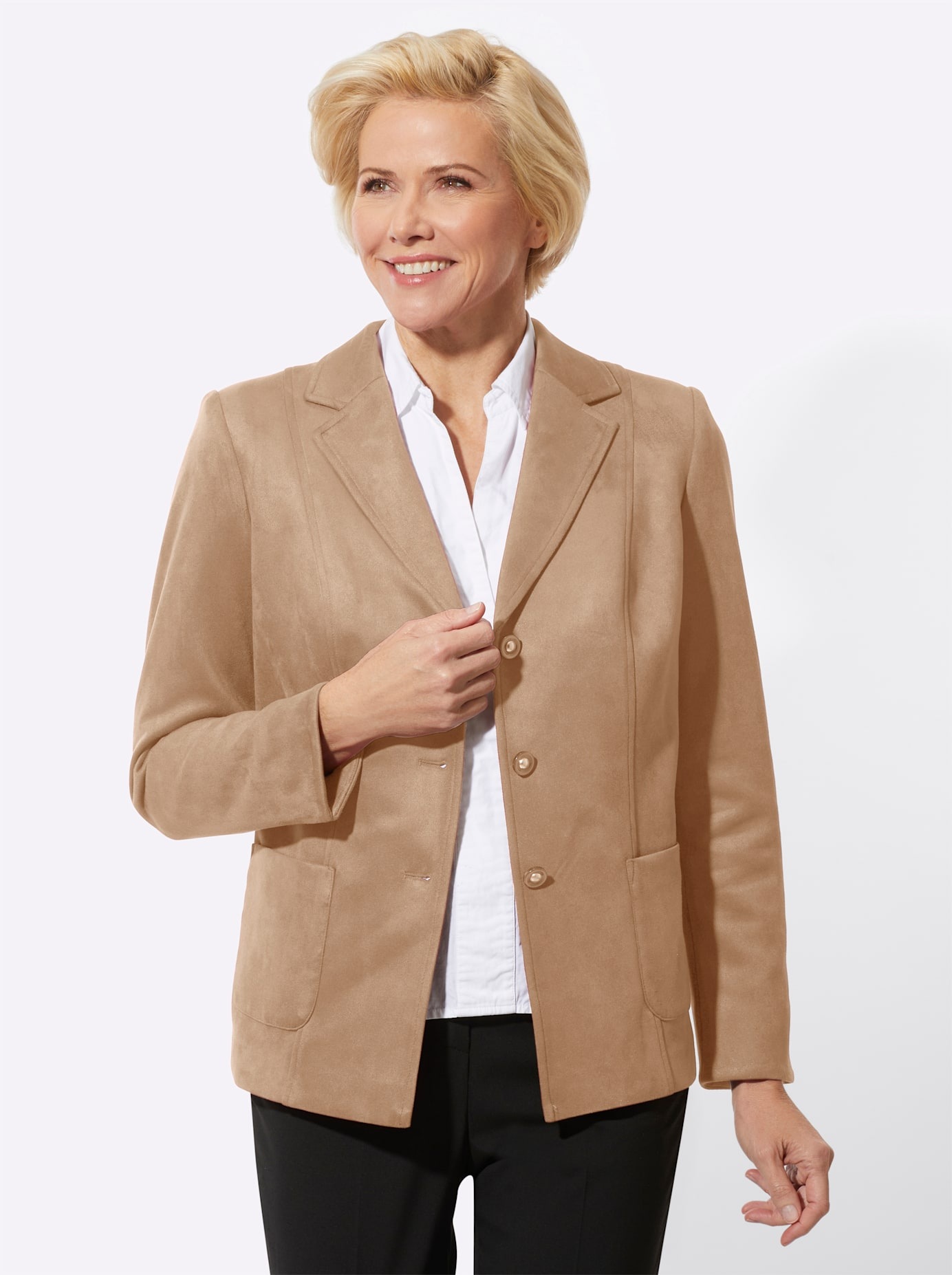 Classic Jackenblazer "Lederimitat-Blazer" günstig online kaufen