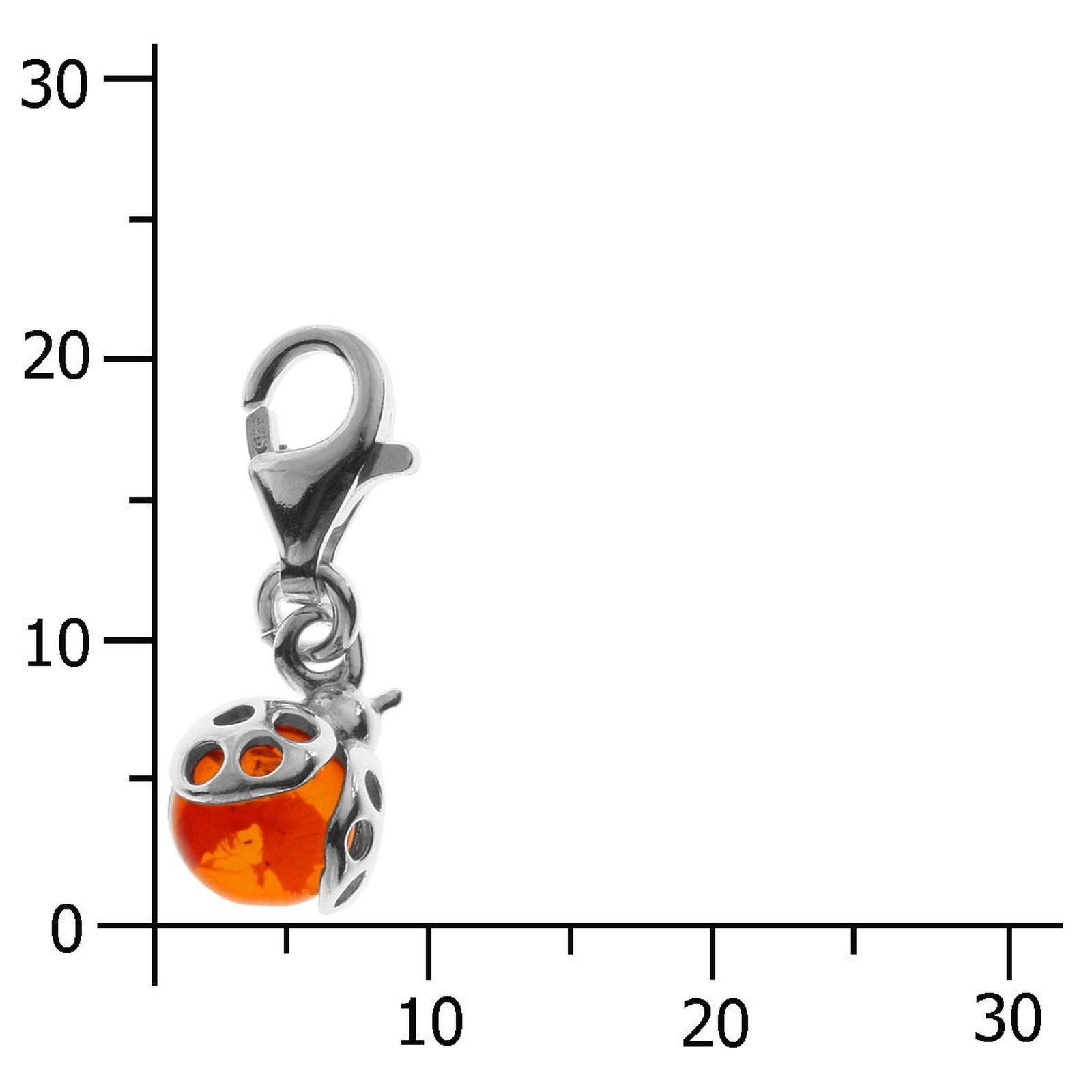 Ostsee-Schmuck Charm Ladybug White Sterling Silver 20x7mm 2