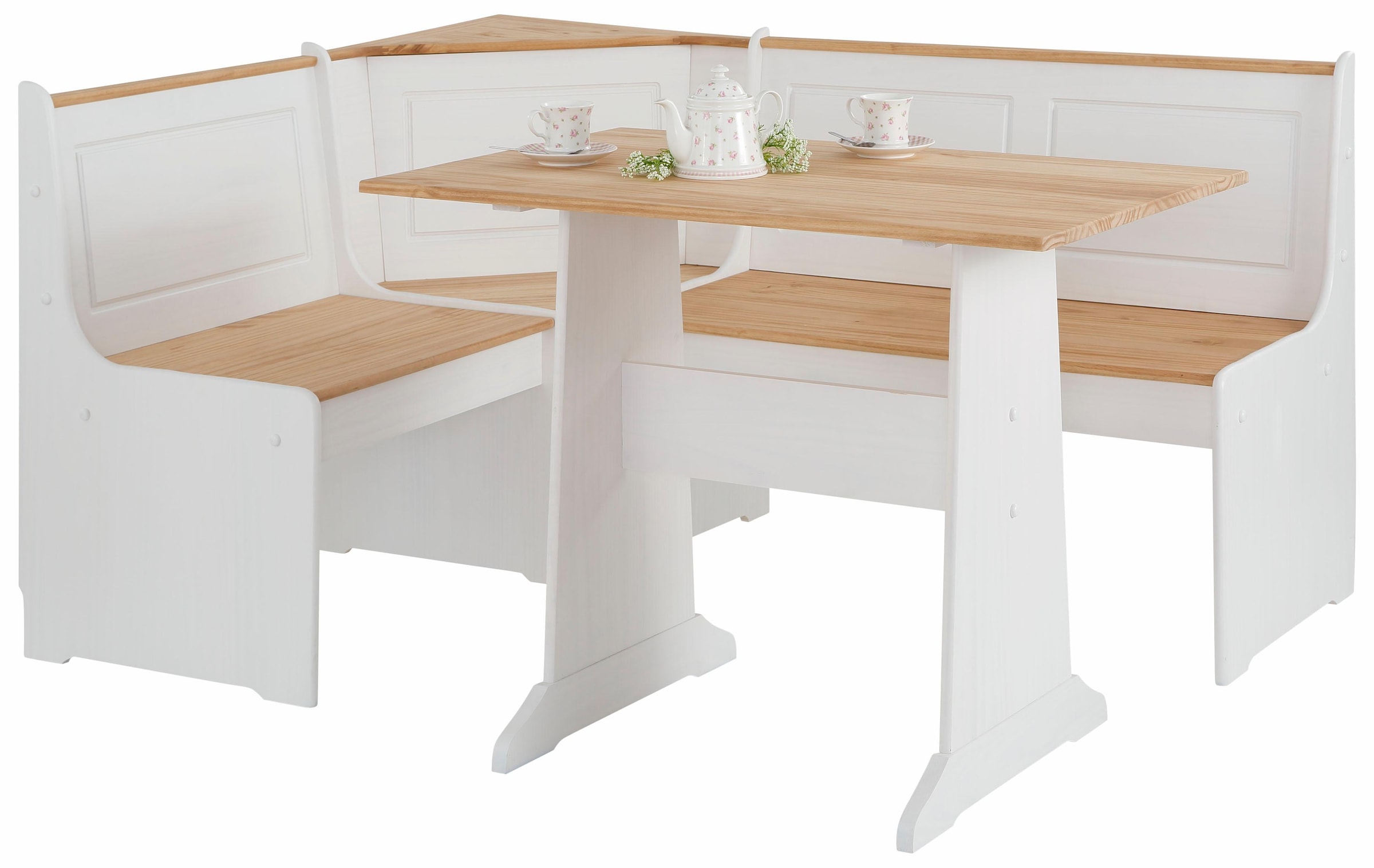 OTTO home Essgruppe "Sascha" 2 Stk. tlg. aus massivem Kiefernholz, bestehend aus einer Truhen-Eckbank + Tisch