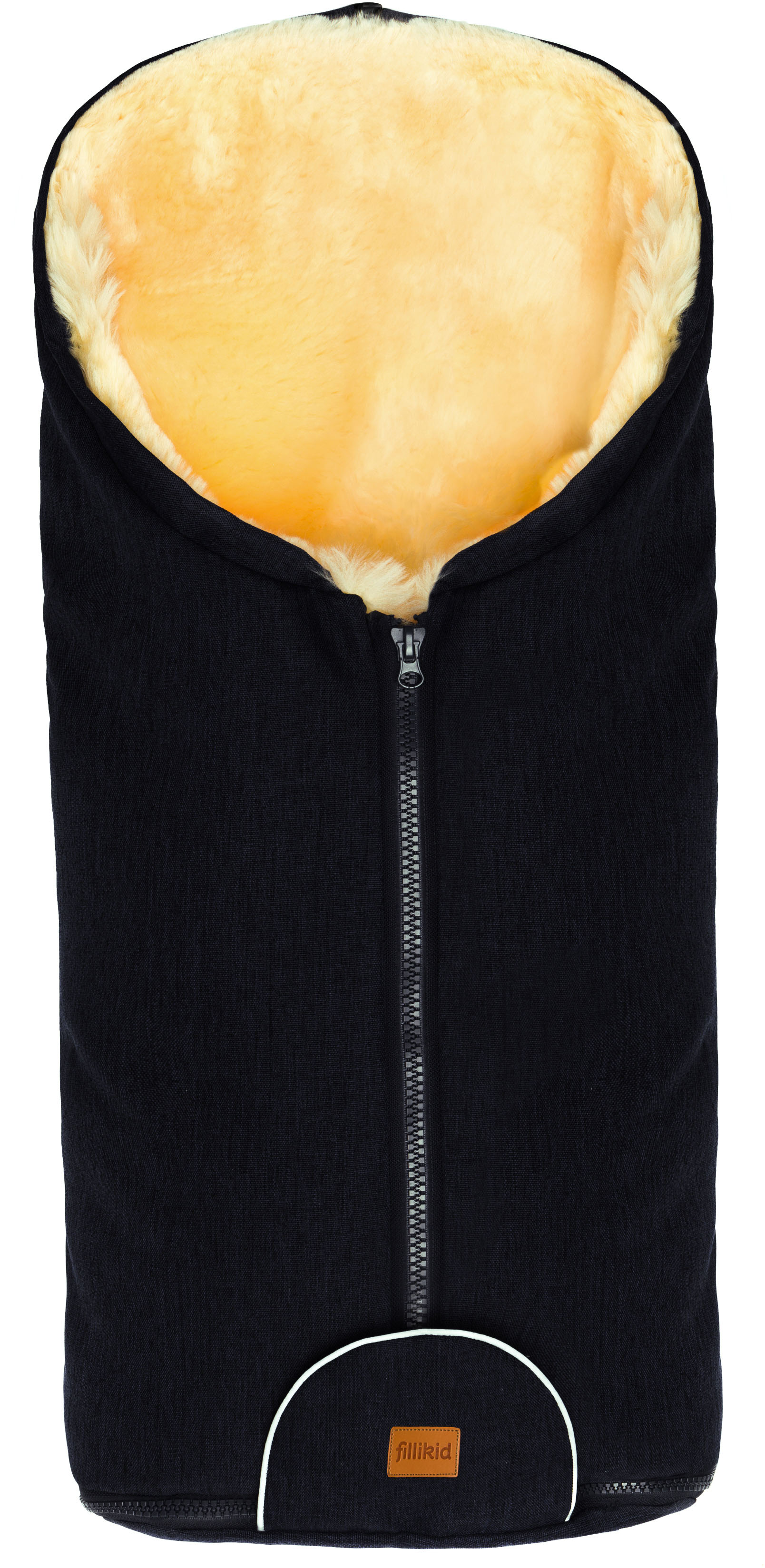 FILLIKID Kinder Fußsack "Pamir Winterfußsack", schwarz, Lammfell, Polyester, Fußsäcke, für Autositze Gr. 0 und Kinderwagen