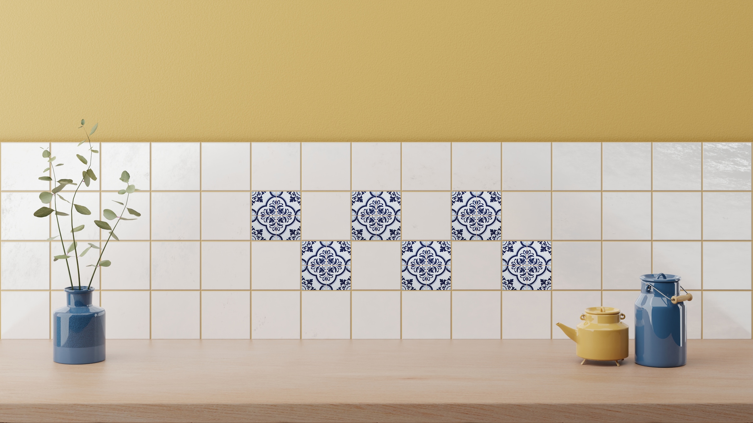 Home affaire Fliesenaufkleber »blaue Ornamente« Stickerfliesen, selbstklebend, Sticker, 12er Set