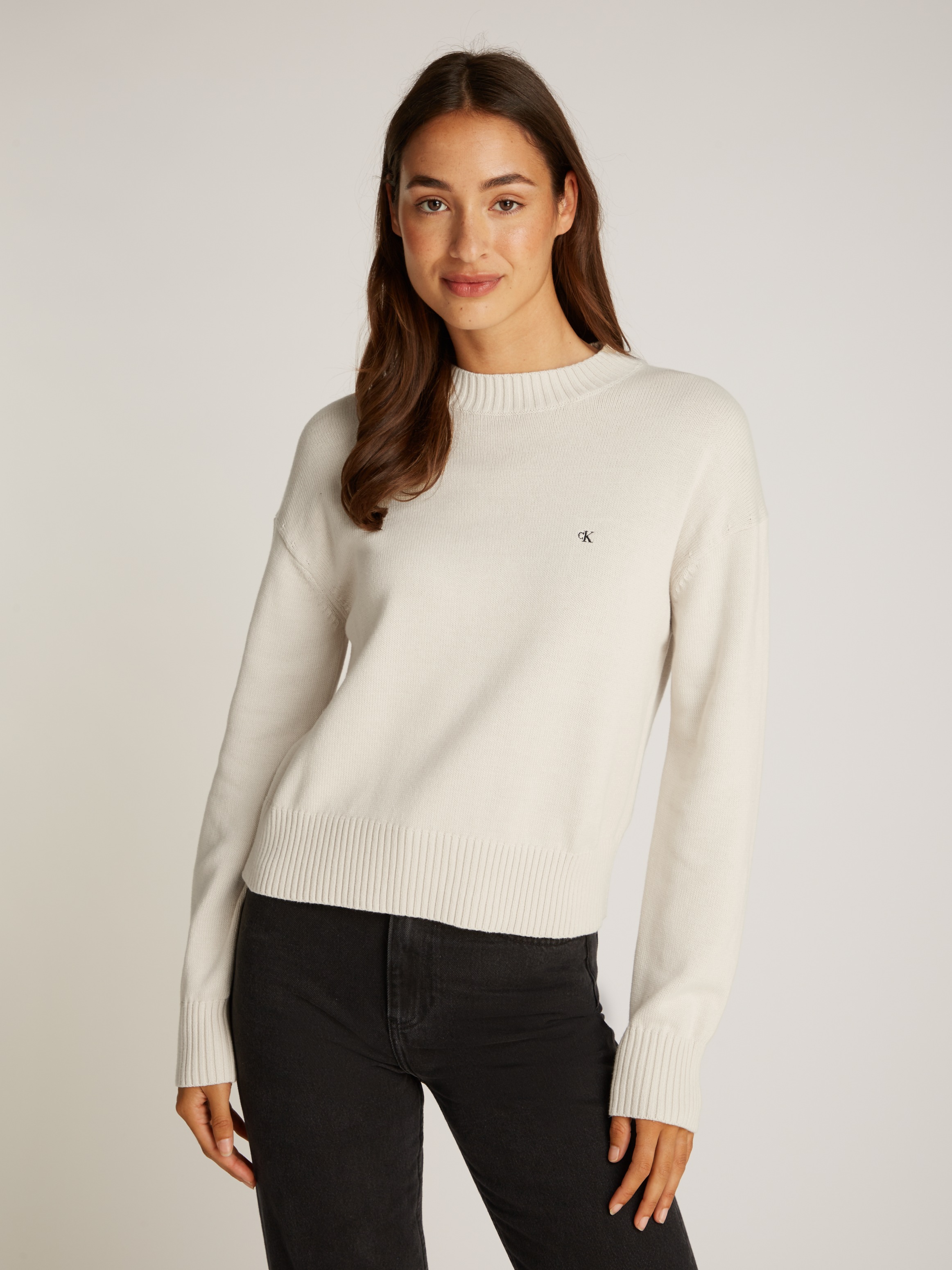 Calvin Klein Jeans Rundhalspullover "MONOGRAM EMBRO CREWNECK SWEATER", mit günstig online kaufen