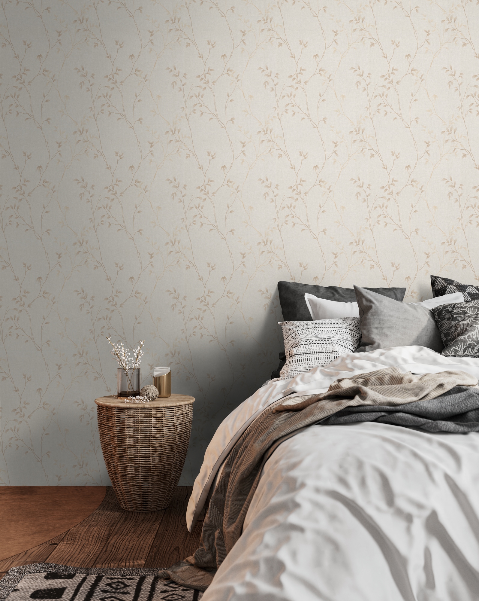 A.S. Création Vliestapete »Pure Elegance Tapete mit Blätterranken Mustertapete Floral Blattmotiv«, matt, Vliestapete Blatt-Motiv für Schlafzimmer Küche Wohnzimmer Blätterranke