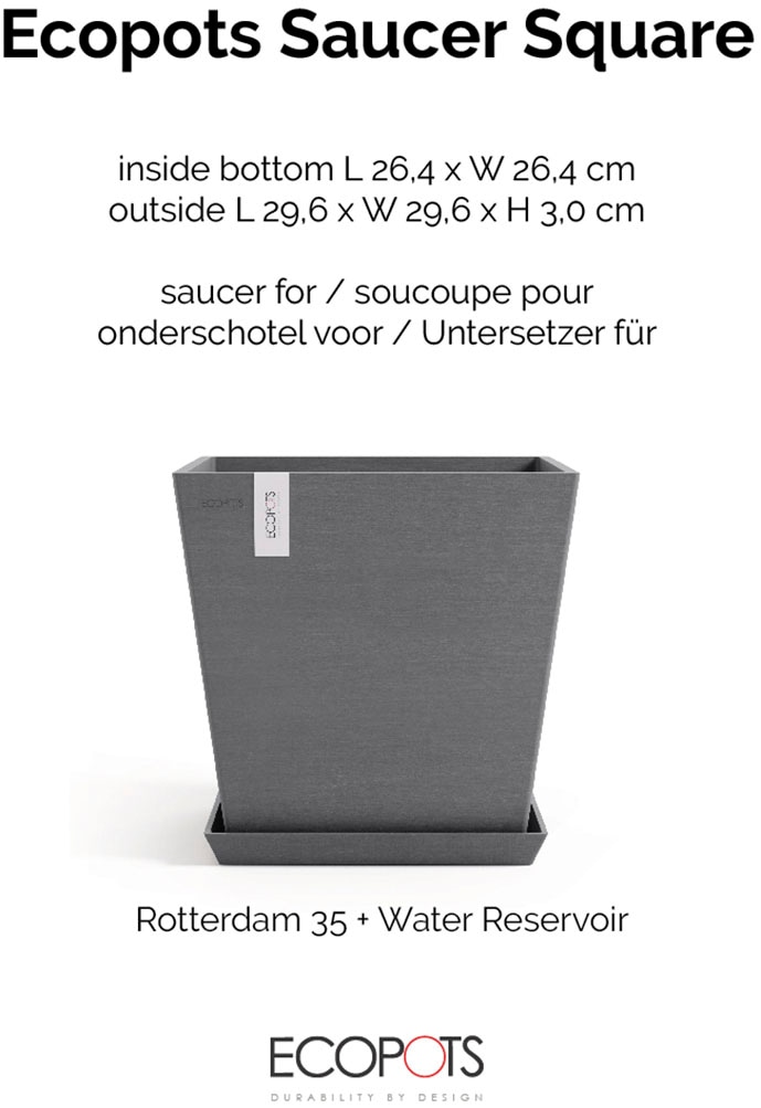 ECOPOTS Topfuntersetzer »Quadratisch 35 Grau« für innen und außen: frostsicher, bruchsicher und lichtbeständig