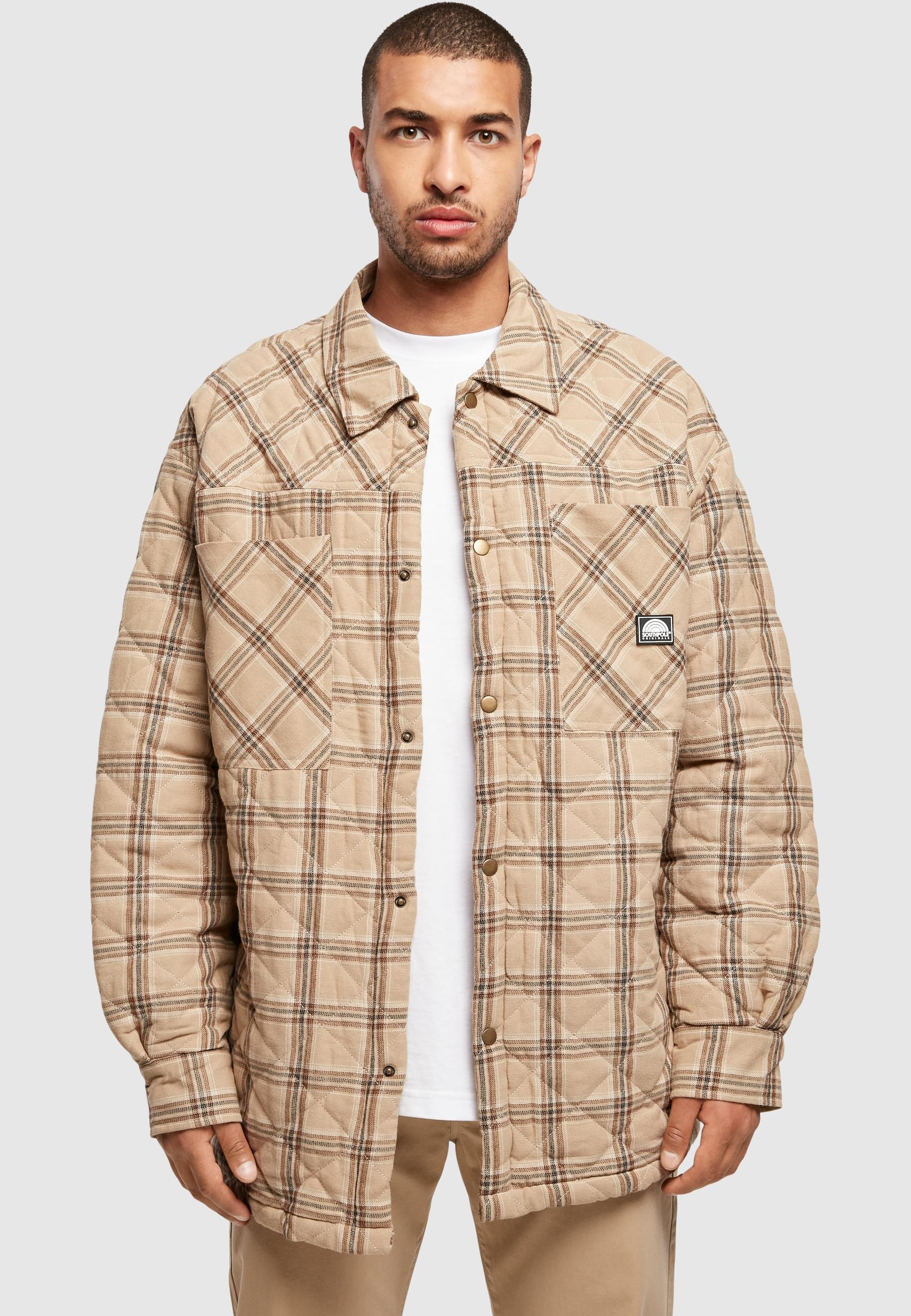 Southpole Langarmhemd »Southpole Herren Southpole Flannel Quitted Shirt Jacket«, (1 tlg.)