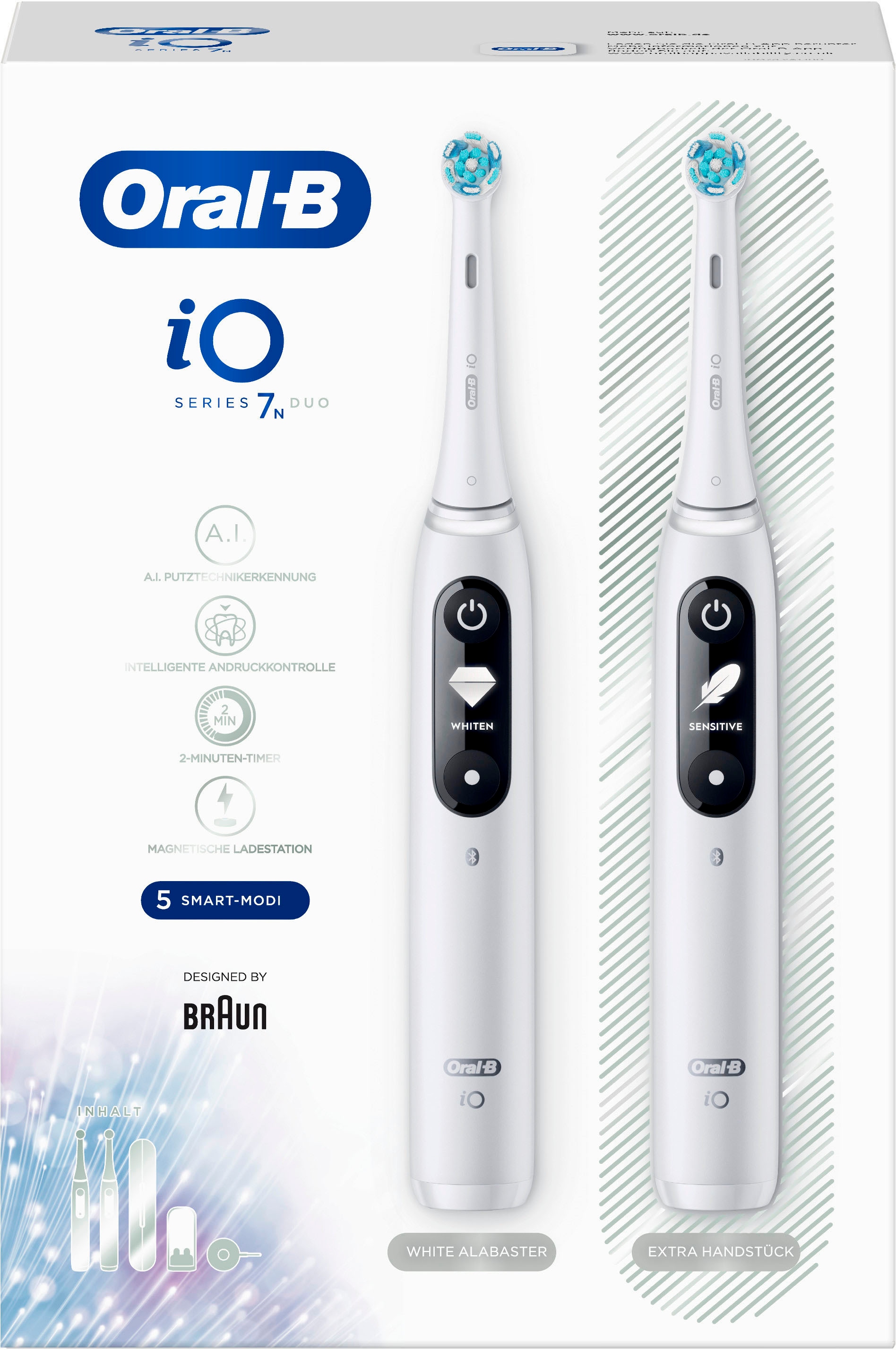 Oral-B Elektrische Zahnbürste »iO Series 7N mit 2. Handstück«, 2 St. Aufsteckbürsten, Magnet-Technologie