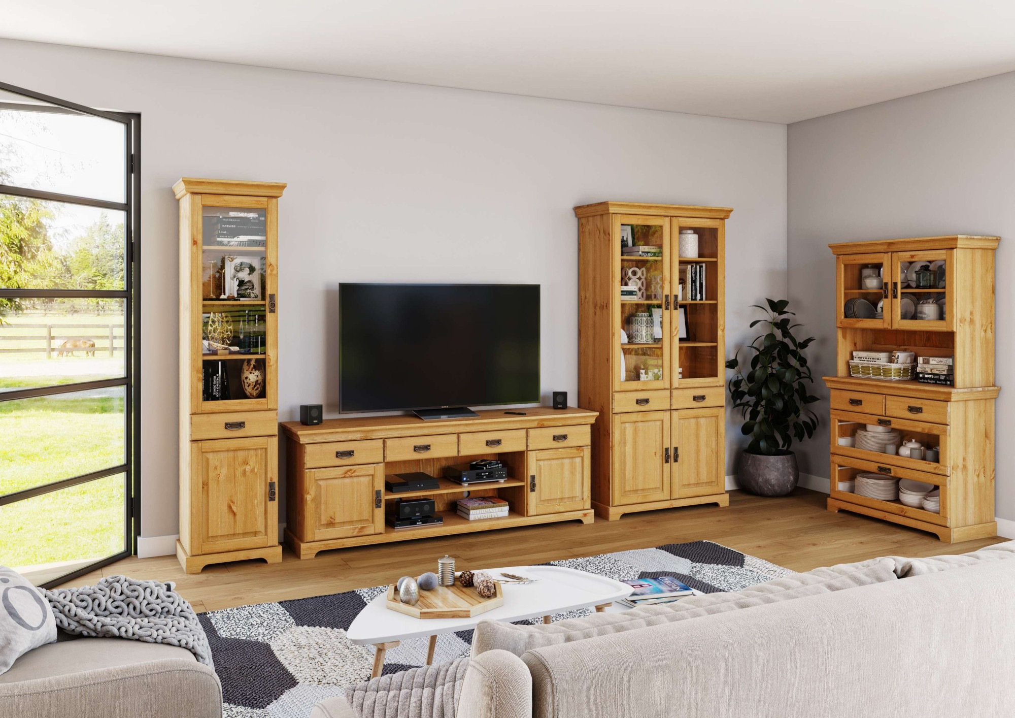 OTTO home Kommode "Rügen" zertifizietes Massivholz, mit Schubkasten und Gla günstig online kaufen