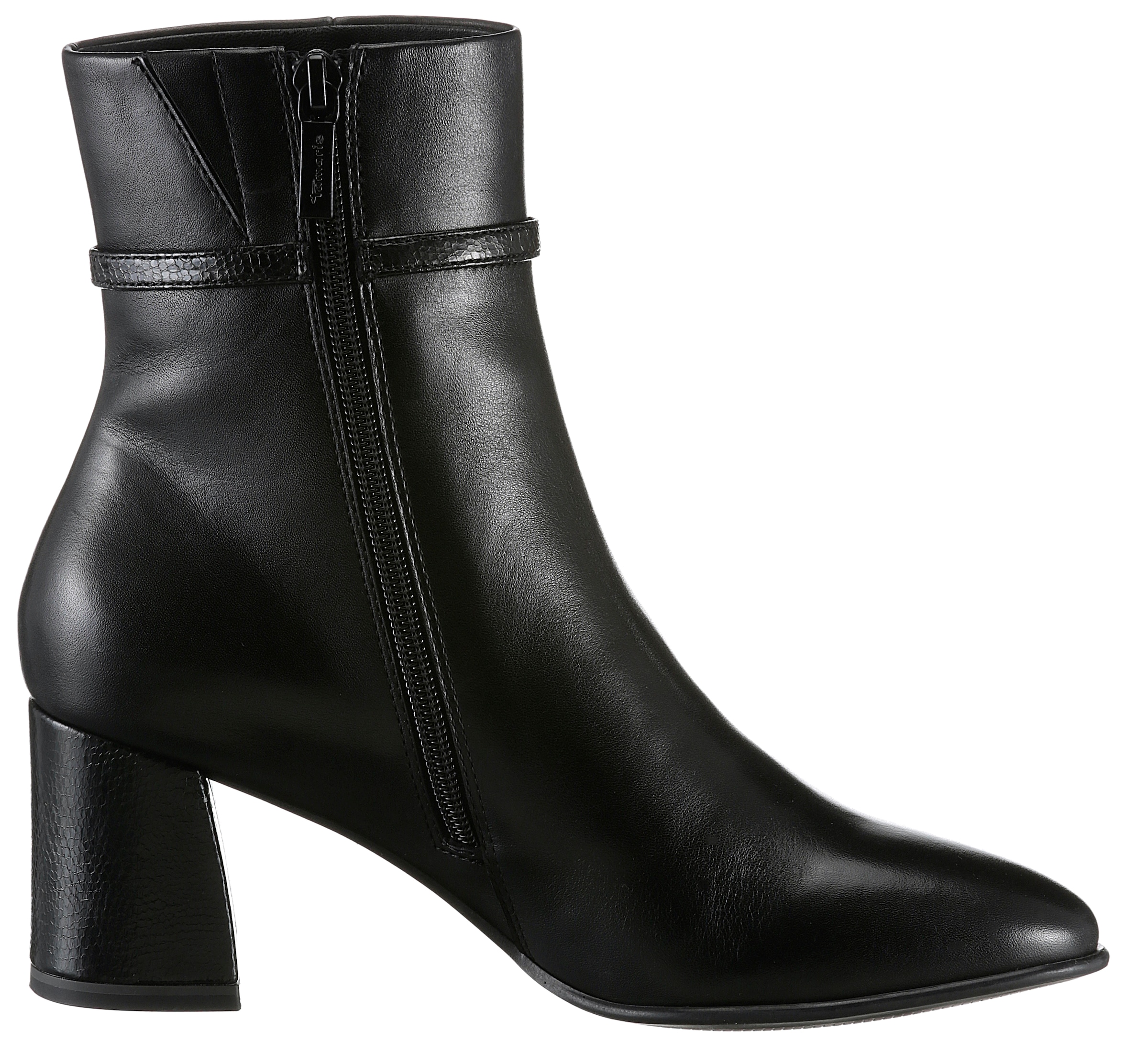 Tamaris Stiefelette, Blockabsatz, Businessschuh, Abendschuh mit elegantem Zierriemchen