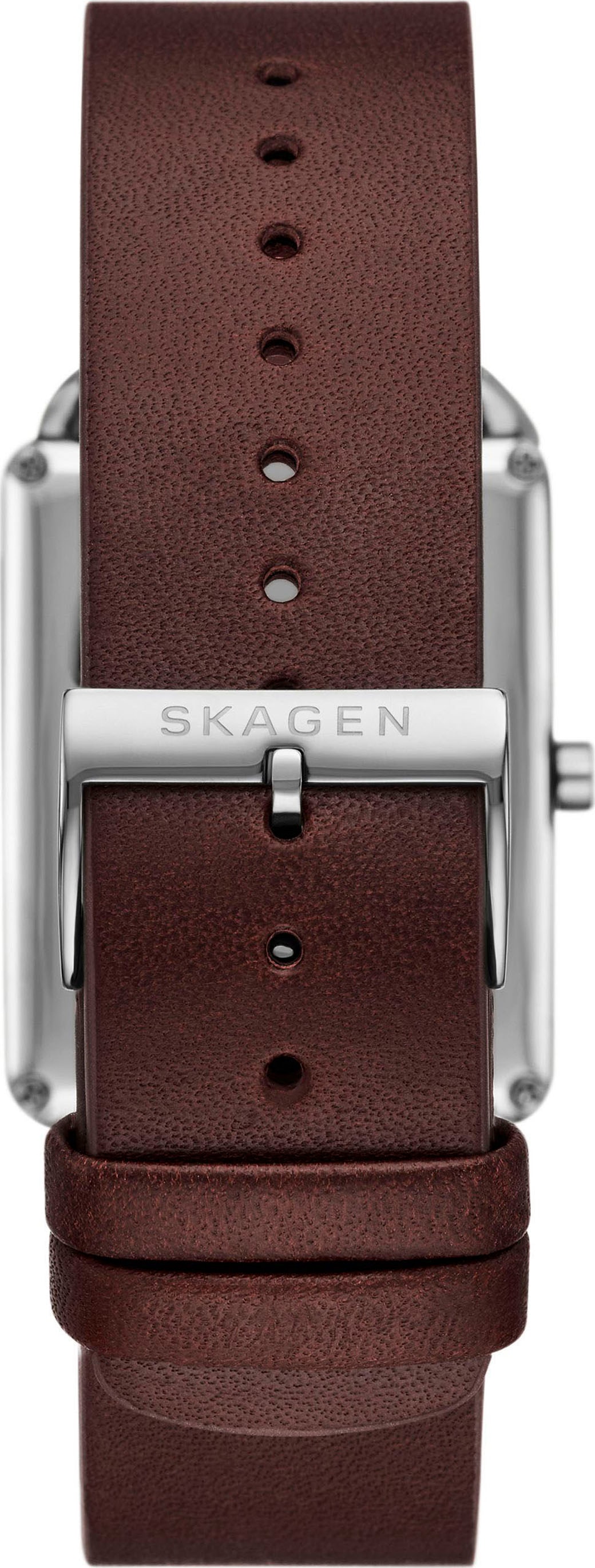 Skagen Quarzuhr »HAGEN«, Armbanduhr, Damenuhr, Herrenuhr, Lederarmband, analog