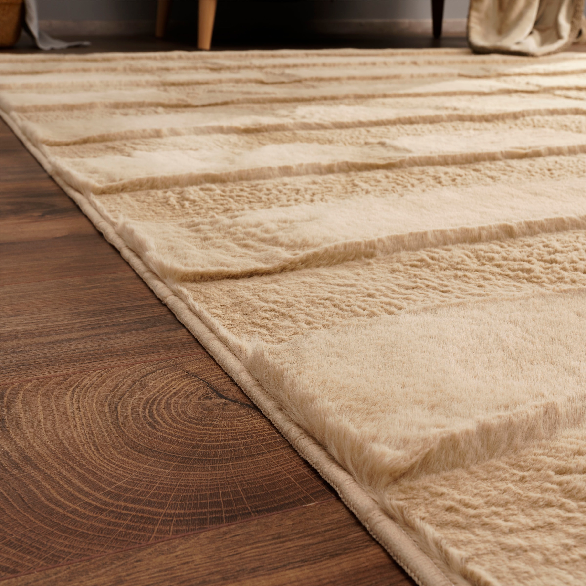 Paco Home Hochflor-Teppich »Arnheim 744«, rechteckig, 24 mm Höhe, Uni Farben, gestreift, besonders weich, Hoch-Tief Effekt