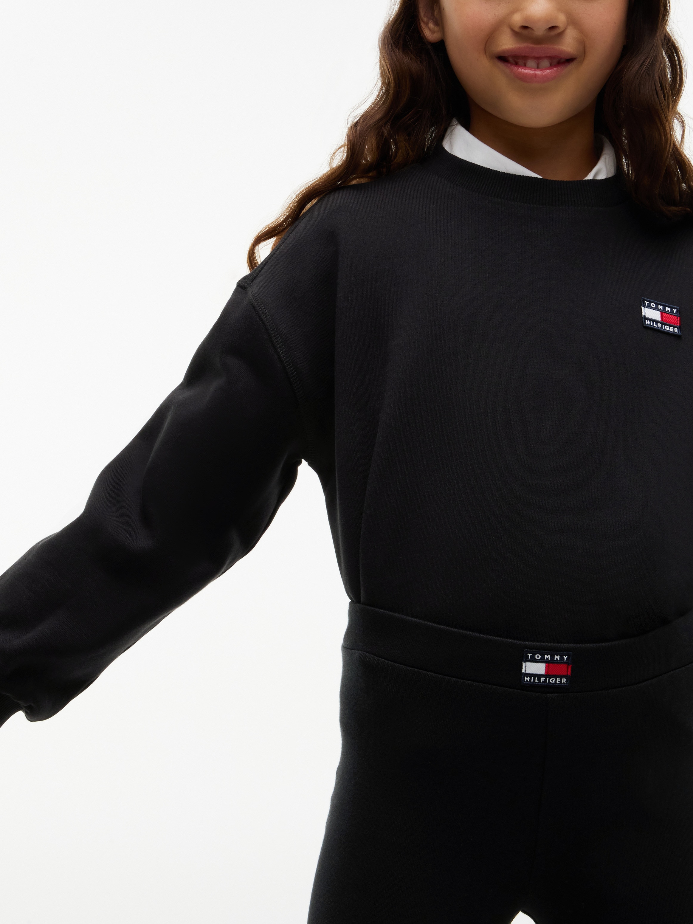 Tommy Hilfiger Shirt & Leggings »HERITAGE CREW NECK + LEGGINGS« Set, 2 Sweatqualität, Regular Fit, reine Baumwolle, Kinder bis 16 Jahre