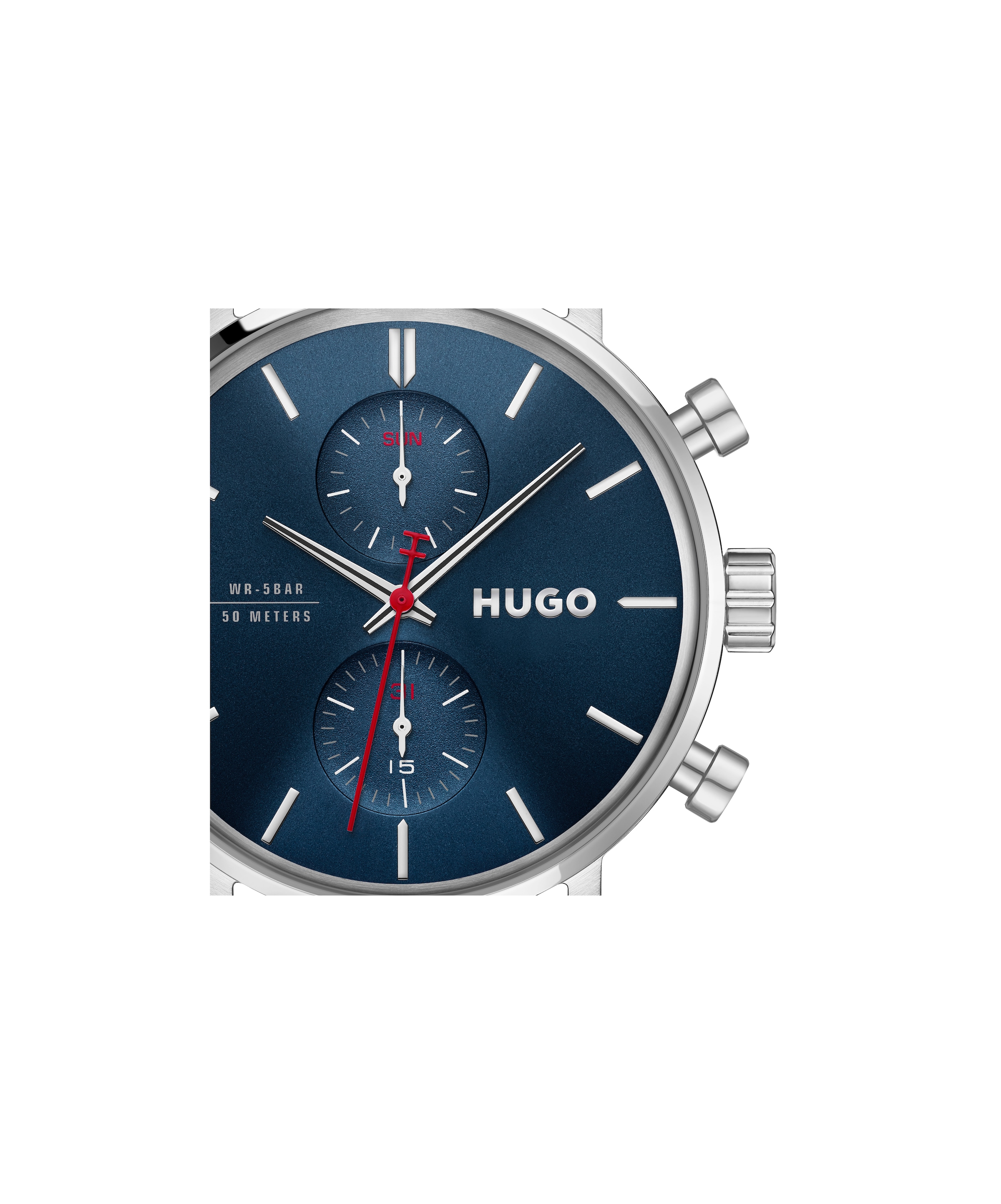 HUGO Multifunktionsuhr »#TAKEOFF« Quarzuhr, Armbanduhr, Herrenuhr, Edelstahlarmband, analog