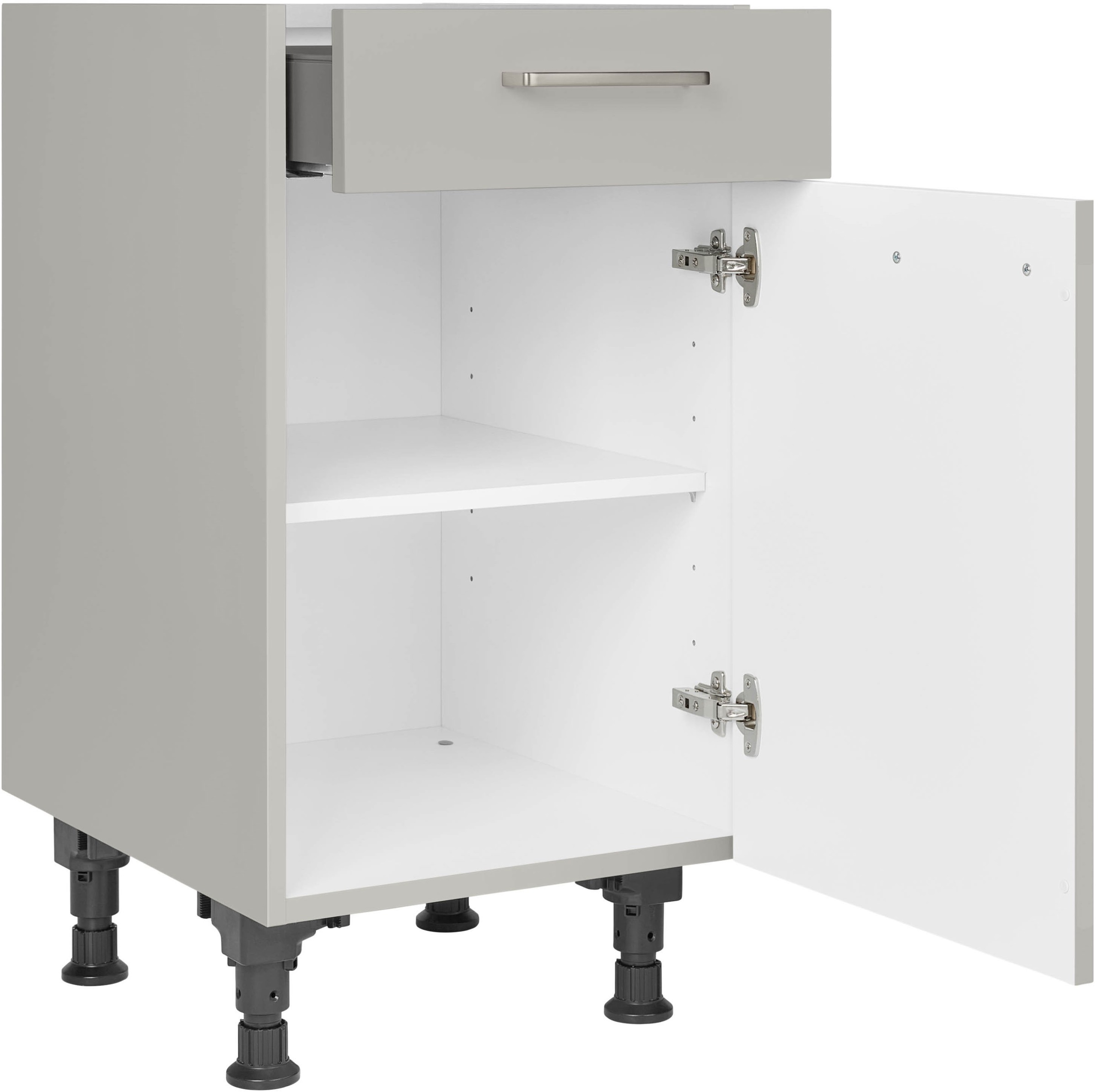 nobilia® Unterschrank »"Touch", Ausrichtung wählbar, vormontiert, in den Breiten 30, 45 und«, 60 cm Breite, mit höhenverstellbaren Sockelfüßen, vormontiert