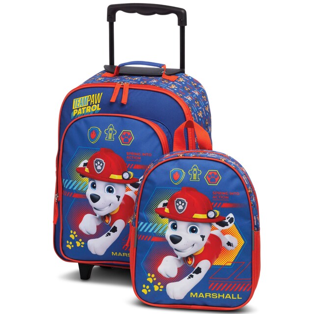 fabrizio® Kinderkoffer »Viacom, Kinderreise-Set, Paw Patrol, blau/rot«,  (Set, 2 St.), 2 Rollen, Trolley & Rucksack | BAUR