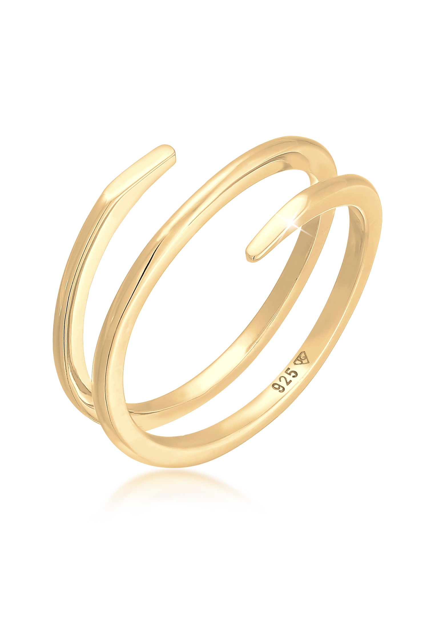 "Silberring ELLI ""Ring Wickelring Twist Fein 925 Silber"" Gr. 54, gold, Fingerringe, Damen, 54, Silber 925 (Sterlingsilber), Silberring"