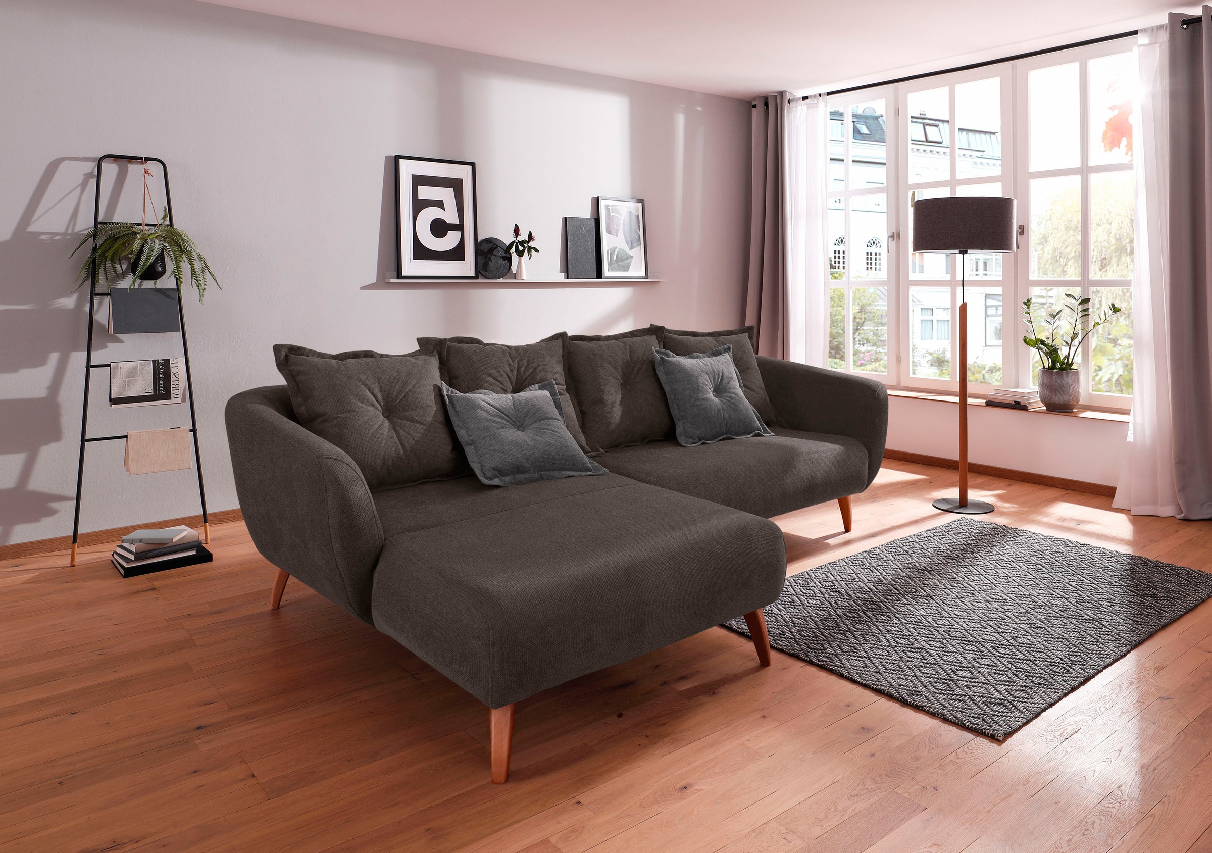 Home affaire "Baggio formschöne Polsterecke, bequem, Breite 277cm, L-Form" Zierkissen inklusive