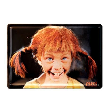 Blechschild mit niedlichem Pippi-Langstrumpf-Motiv