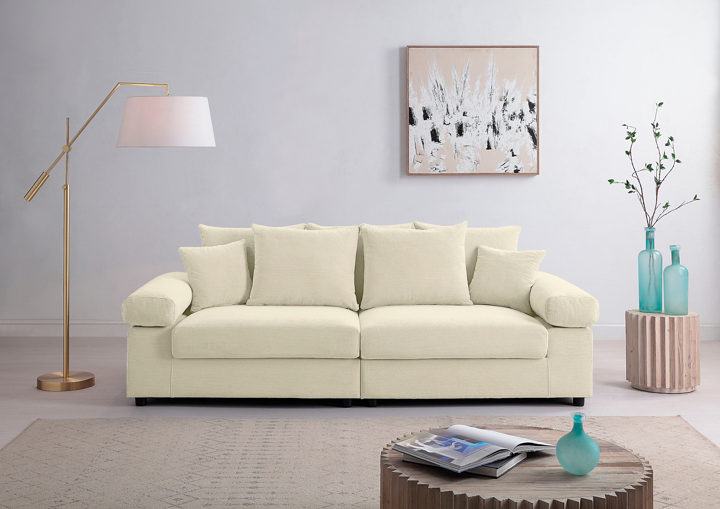 ATLANTIC home collection Big-Sofa »Bjoern«, mit Cord-Bezug, XXL-Sitzfläche, mit Federkern, frei im Raum stellbar