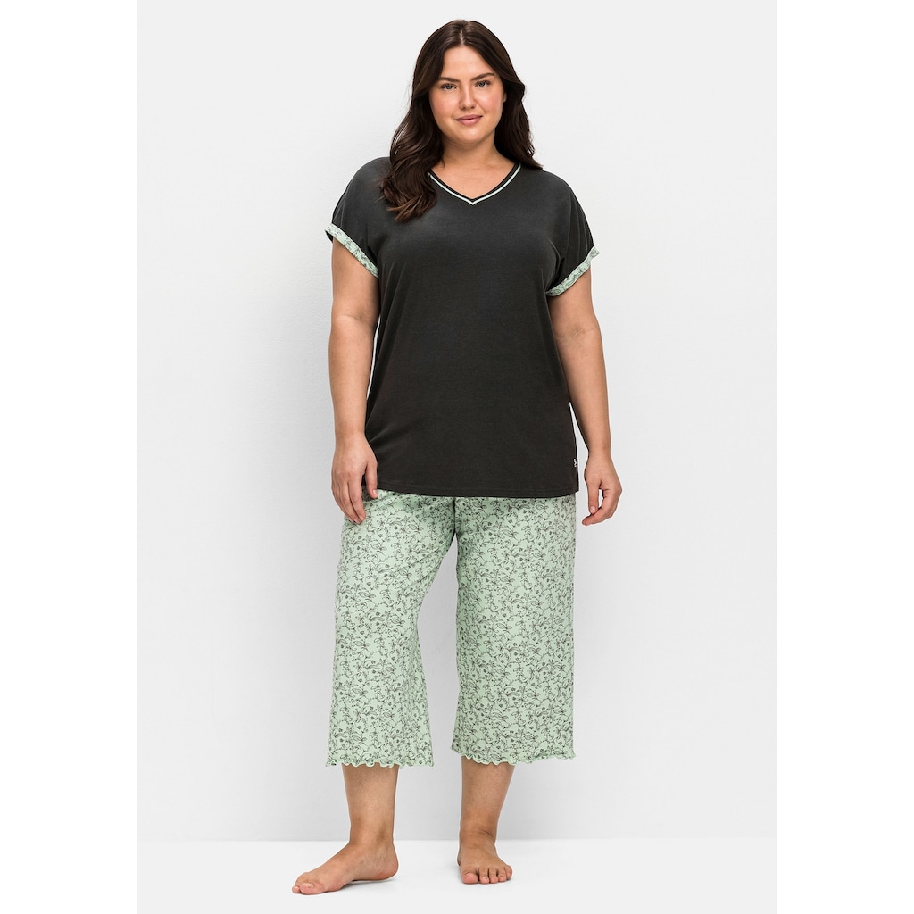 Sheego Pyjama »Große Größen« (Set) mit Oversized-Shirt und 3/4-Hose