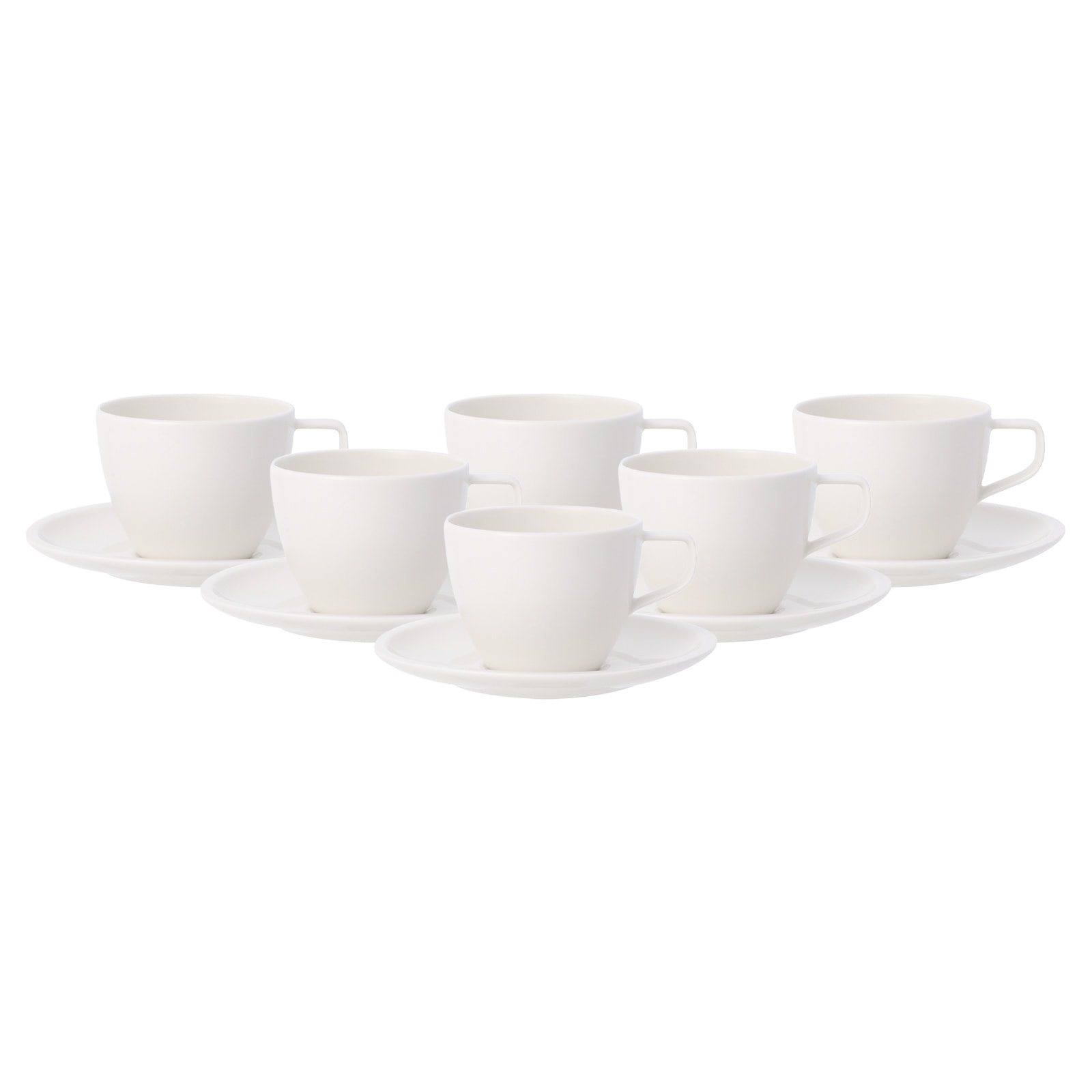 Villeroy & Boch Tasse "Kaffeetassen mit Untertassen Artesano Original 250 ml 6er Set weiß" Spülmaschinengeeignet, Mikrowellenfest
