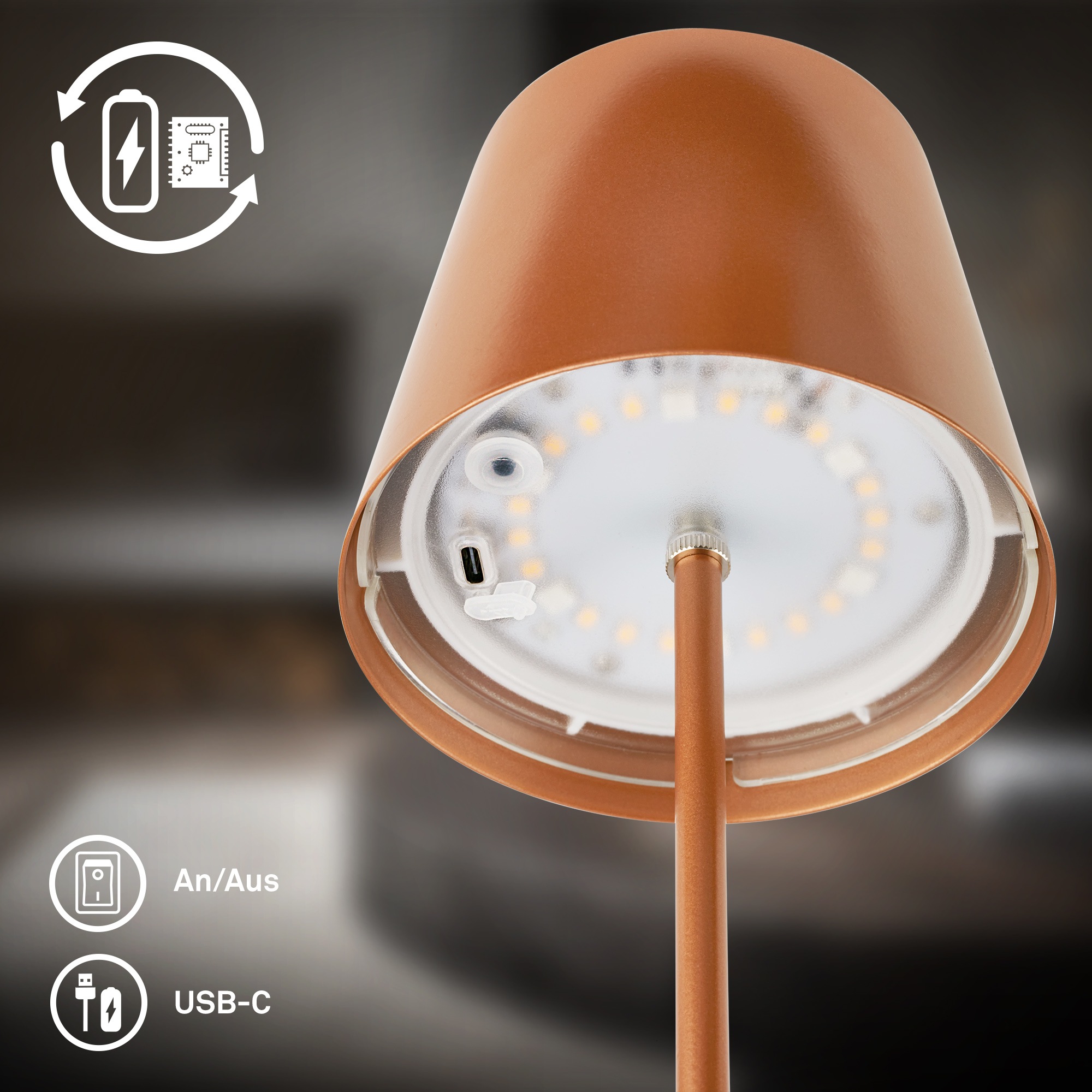 Briloner Leuchten LED Außen-Tischleuchte »RGB/W Akku Tischleuchte, IP44, 2,5W, inkl. Flaschenhalter«, Leuchtmittel LED-Modul | LED fest integriert