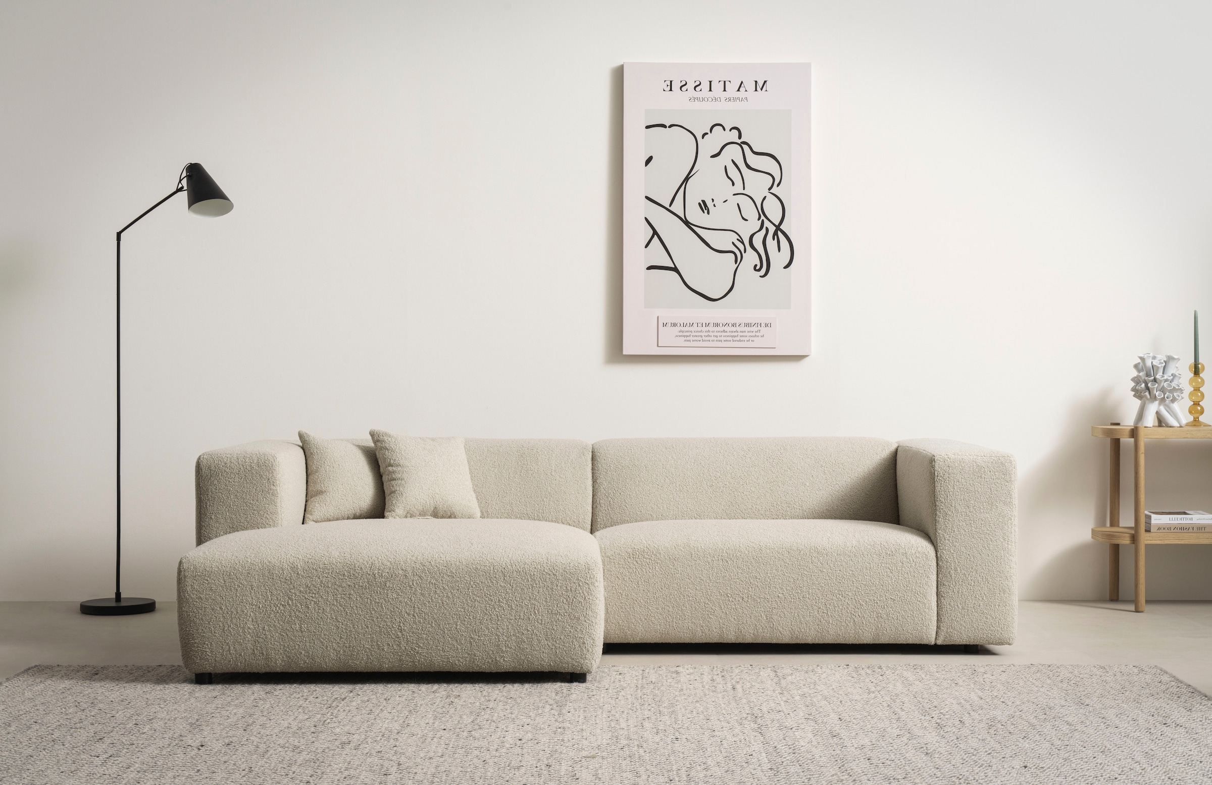 Home affaire Ecksofa "BAKELS, L-Form in Cord oder Boucle-Stoff, moderne Cou günstig online kaufen