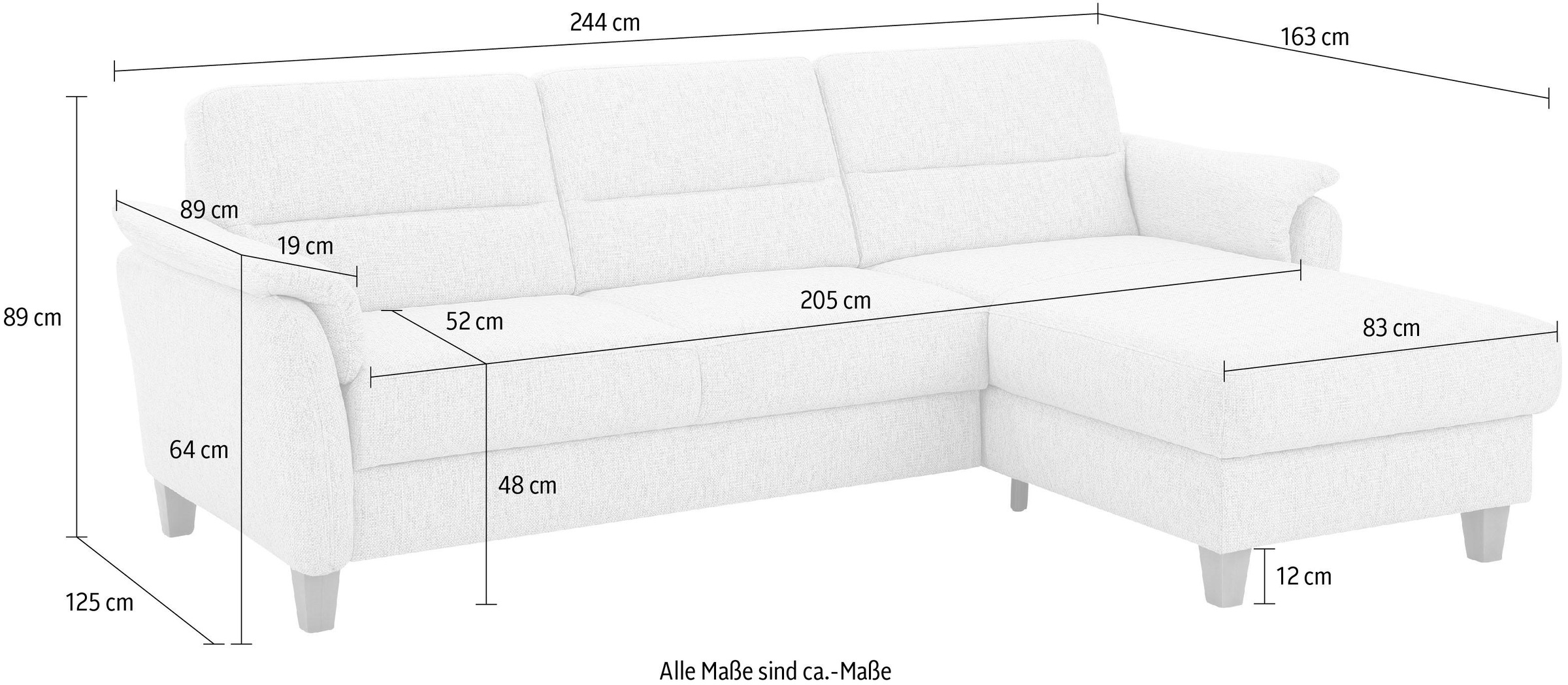 Home affaire Ecksofa »Palmera L-Form«, Federkern, wahlweise mit Bettfunktion und mit/ohne Bettkasten