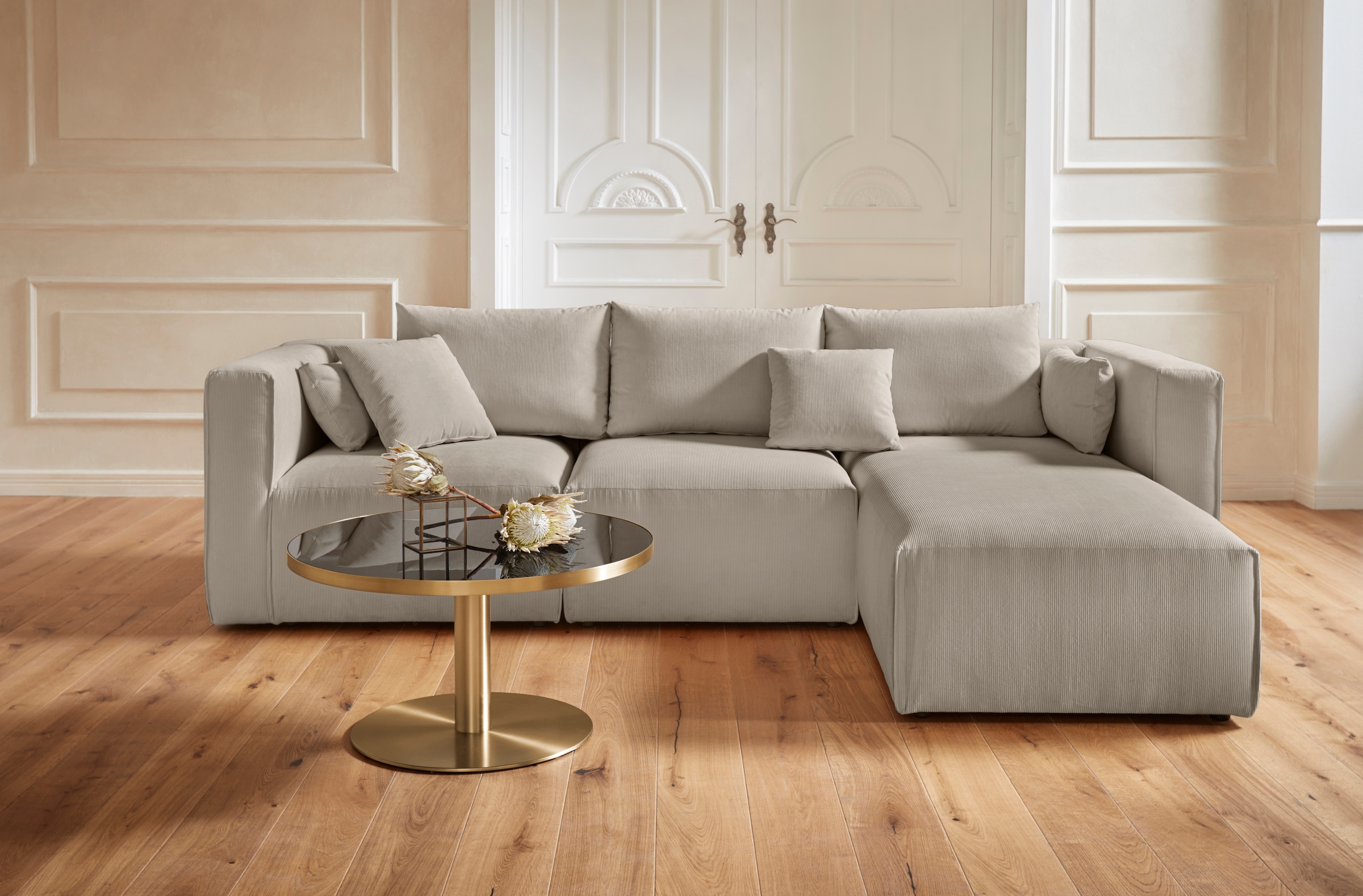 Guido Maria Kretschmer Home&Living Ecksofa »Comfine L-Form«, zusammengesetzt aus Modulen, 3 Bezugsqualitäten und viele Farben
