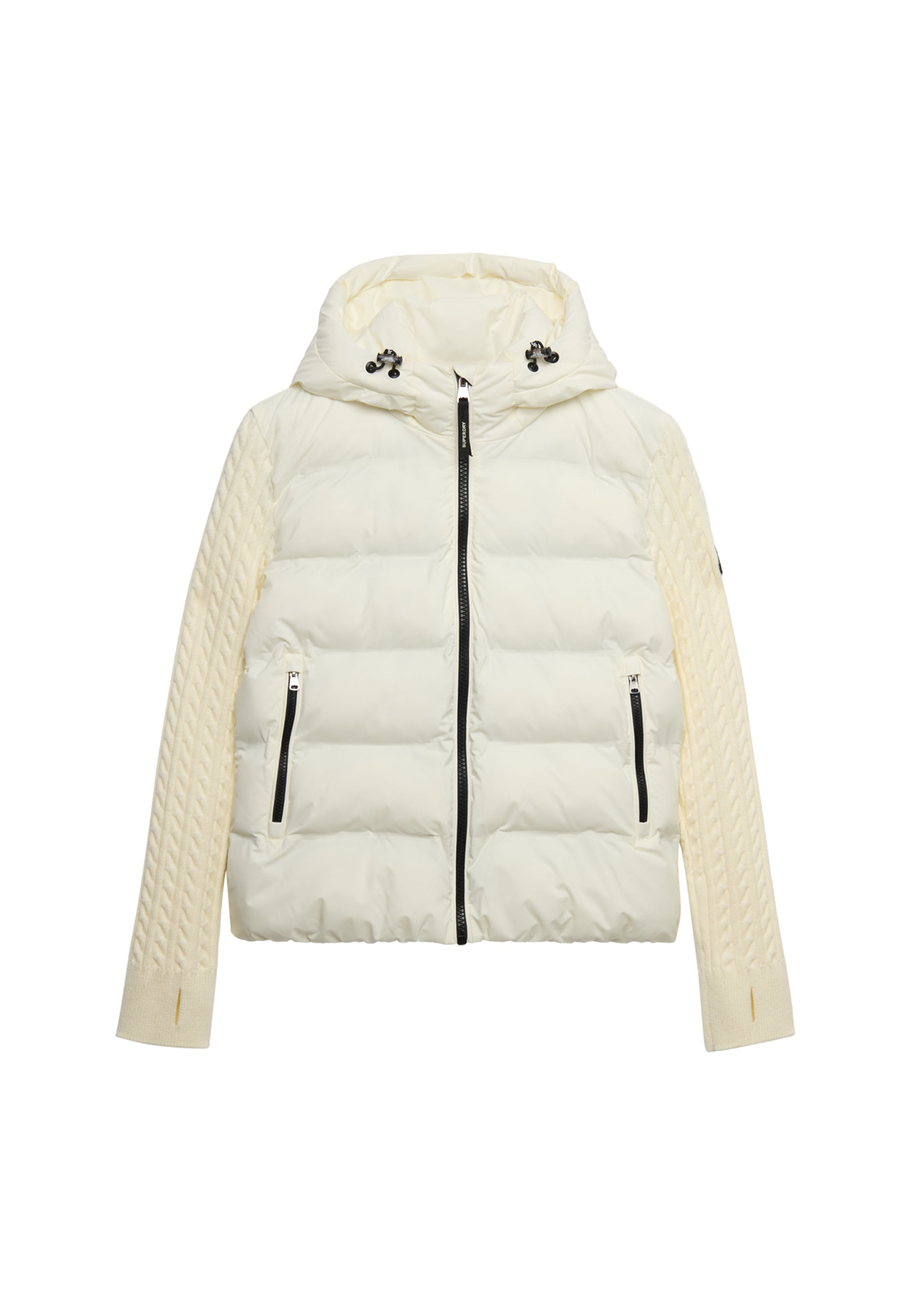 Superdry Steppjacke »CABLE KNIT SLEEVE HYBRID« Kunstfaser, Strickärmel, slim fit