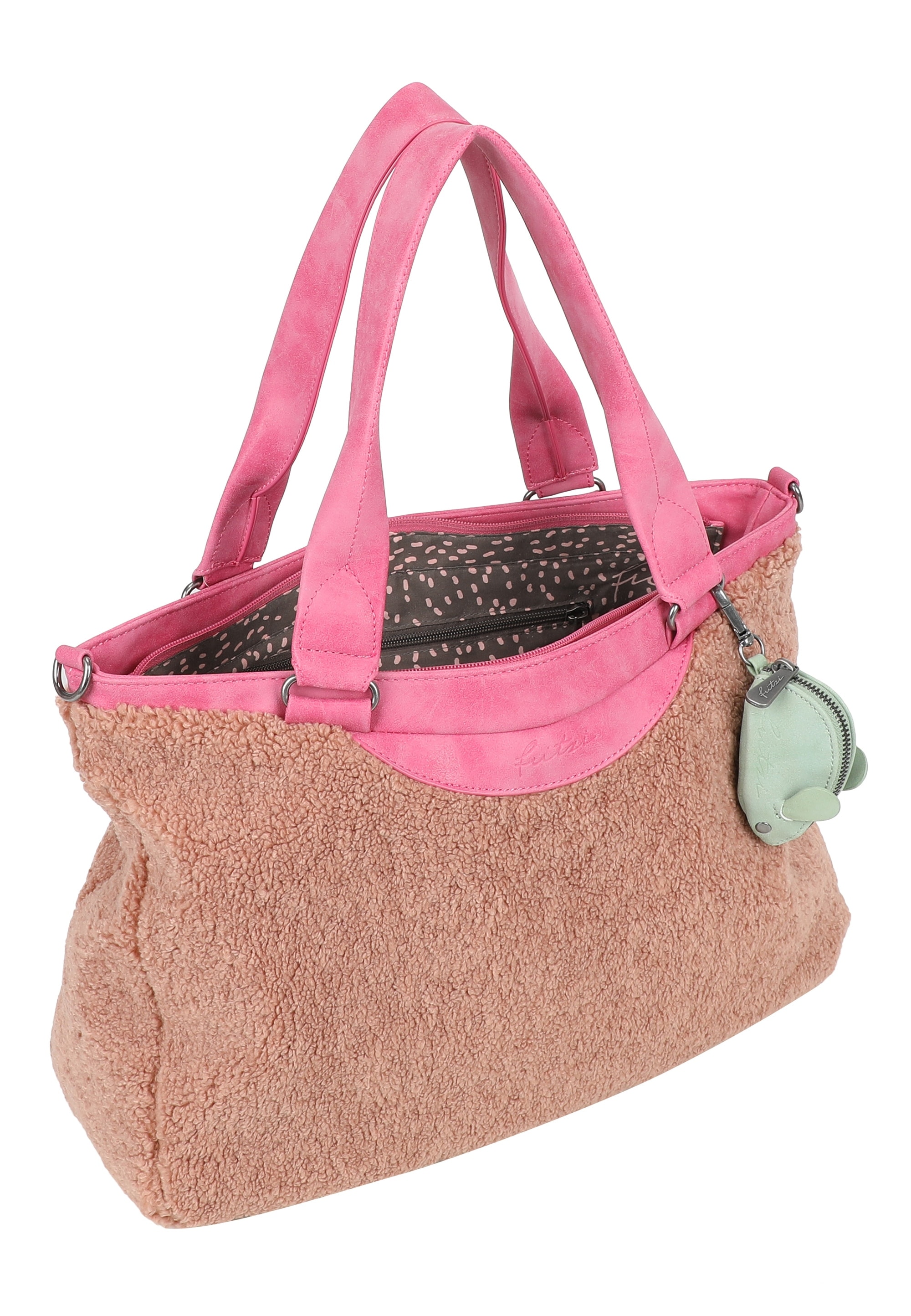 Fritzi aus Preußen Henkeltasche »Teddy Black«, aus kuscheligem, veganem Teddy-Material