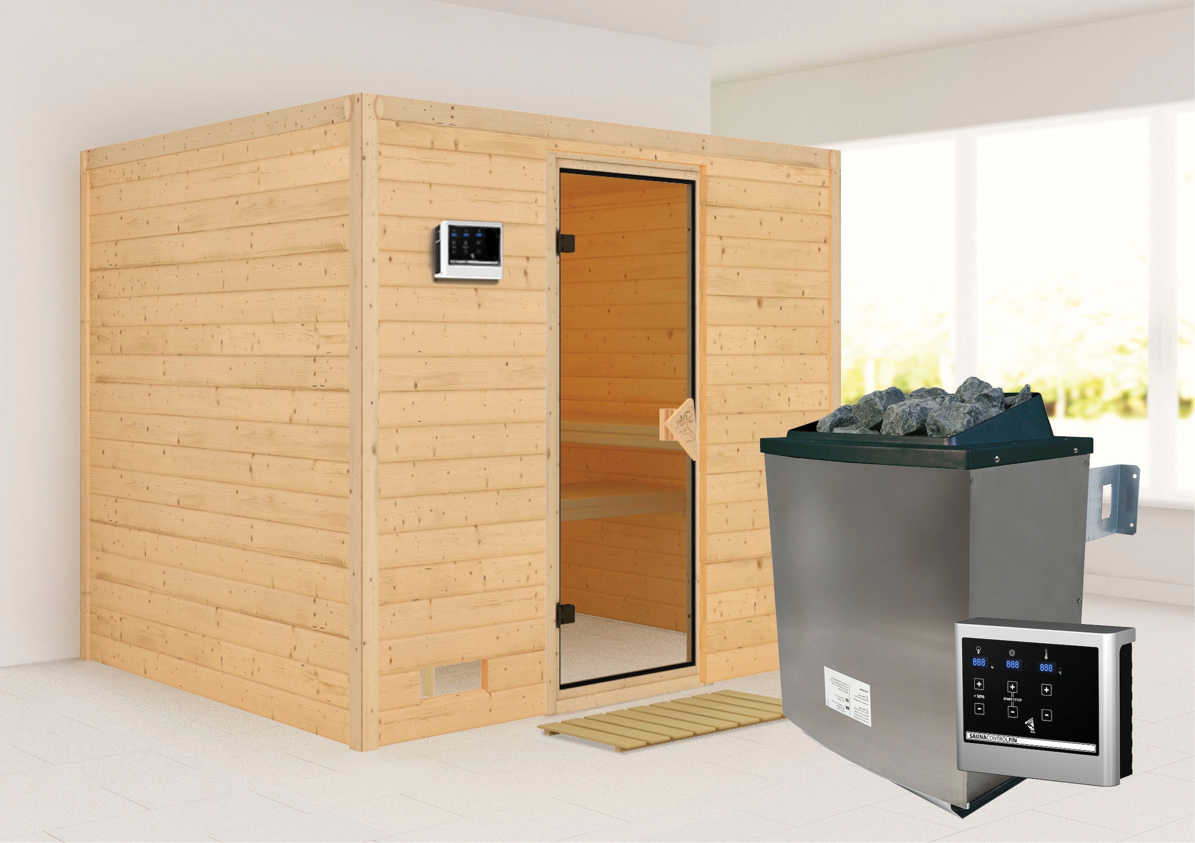 Karibu Pirtis »Soraja« (Set) 9-kW-Ofen su ext...