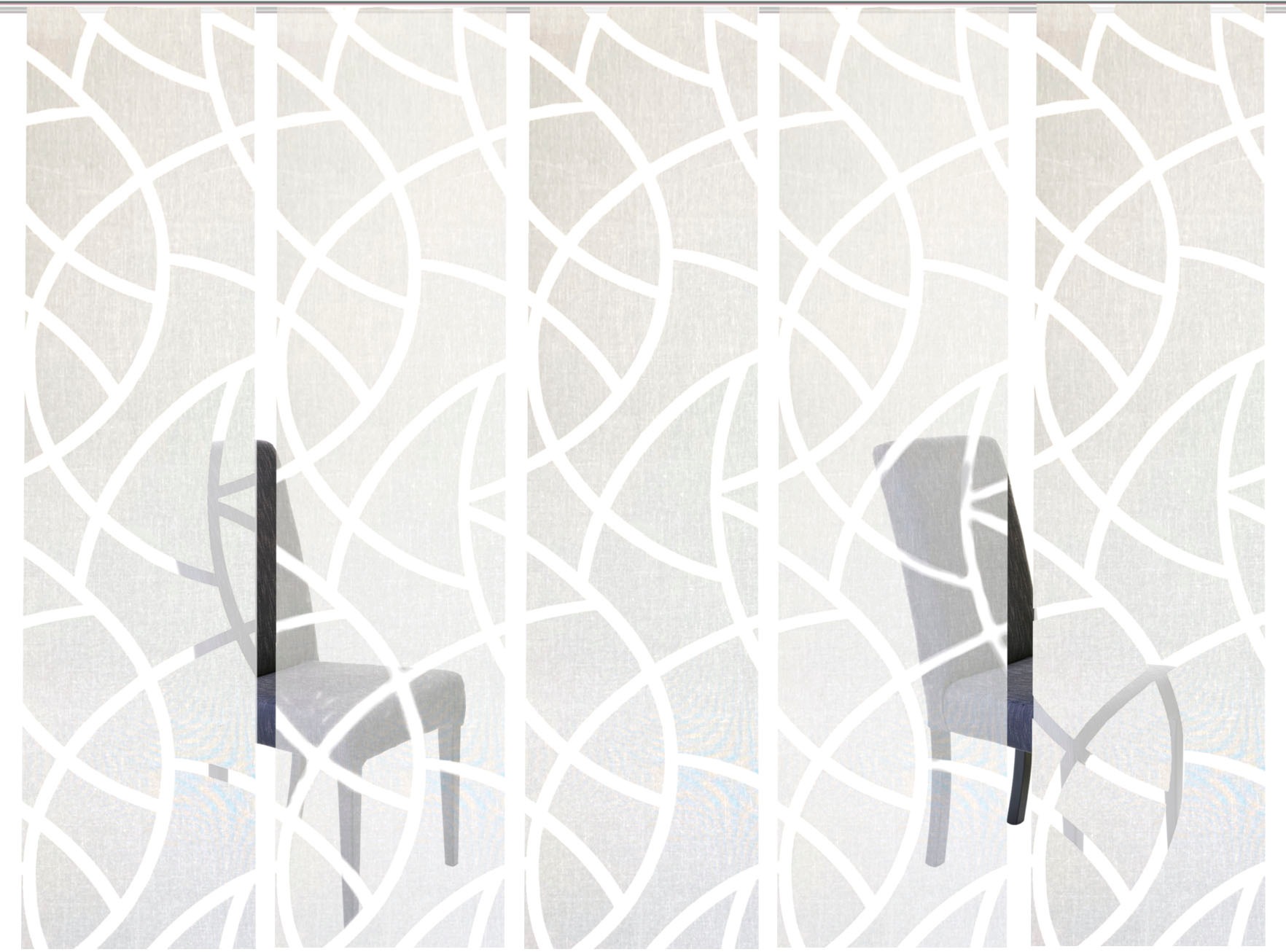 Thumbnail - HOME WOHNIDEEN Schiebegardine "CASSÉ" Paneelwagen 5 Stk. tlg. Dekostoff, mit transparentem Scherli