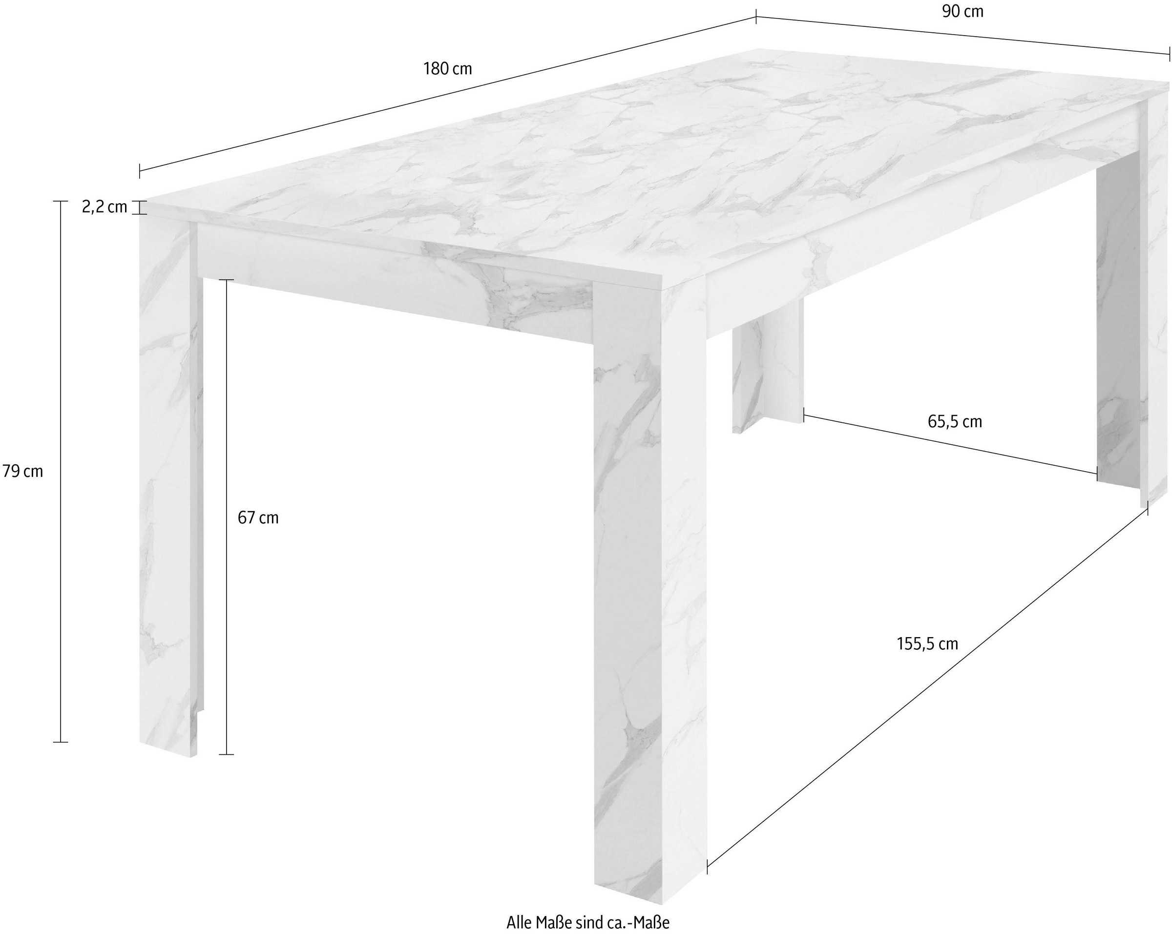 Table à manger Home Affaire Carrara Blanc 180x90x79cm 2