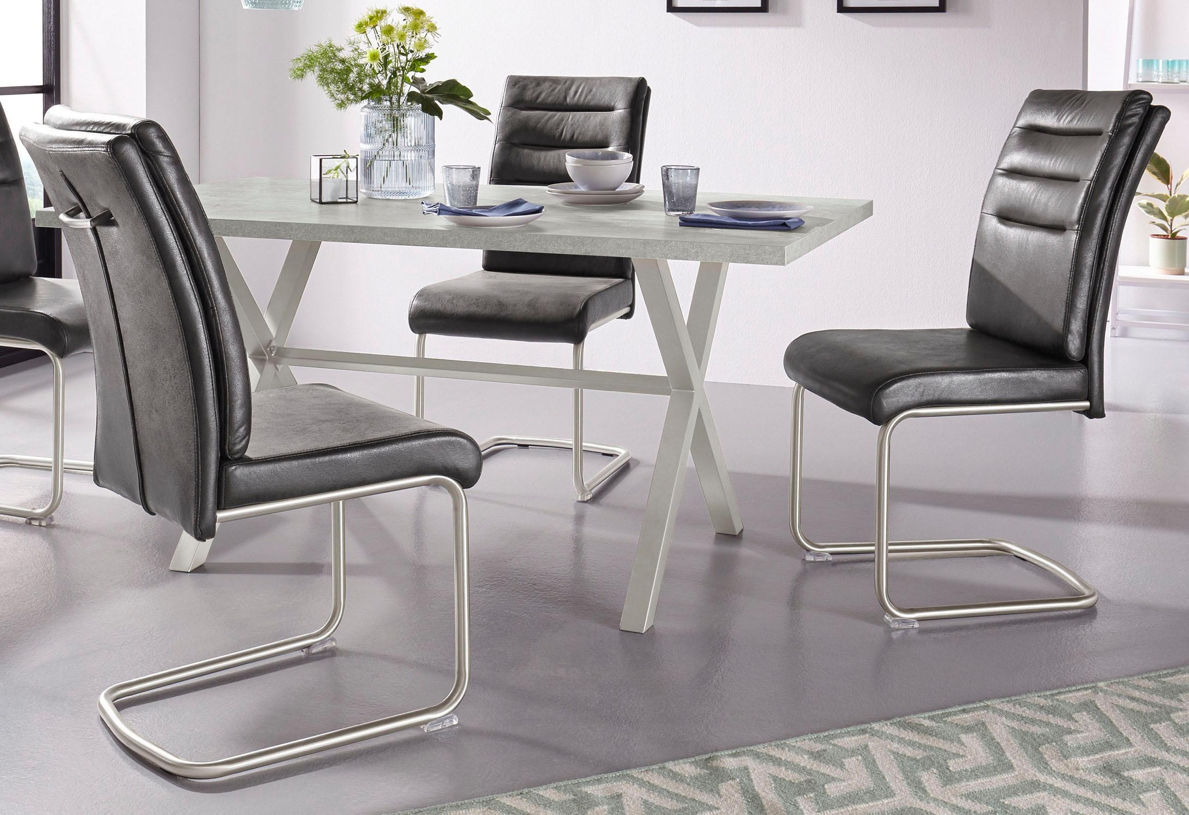 HELA Esszimmerstuhl "Paula Freischwinger" (Set) 4 Stk.mit Echtedelstahlgest günstig online kaufen