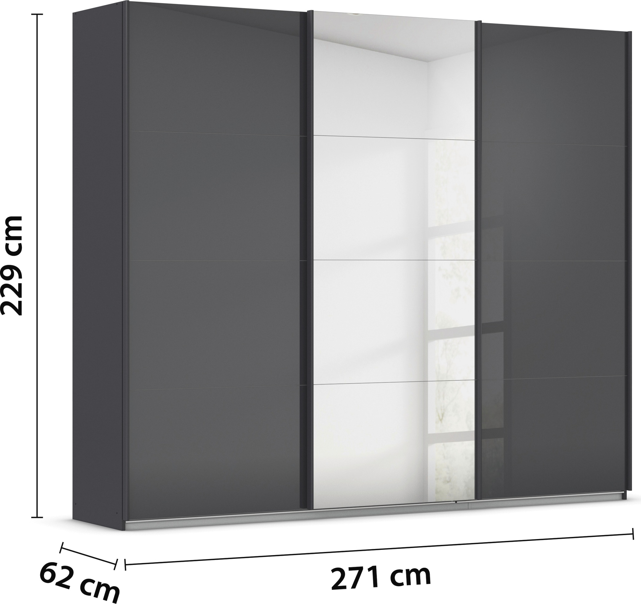 rauch Schwebetürenschrank »Kleiderschrank Kleiderschränke Schrank Garderobe AGORDO mit Glasfront«, durchdachte Innenausstattung, in 4 Breiten und 2 Höhen MADE IN GERMANY
