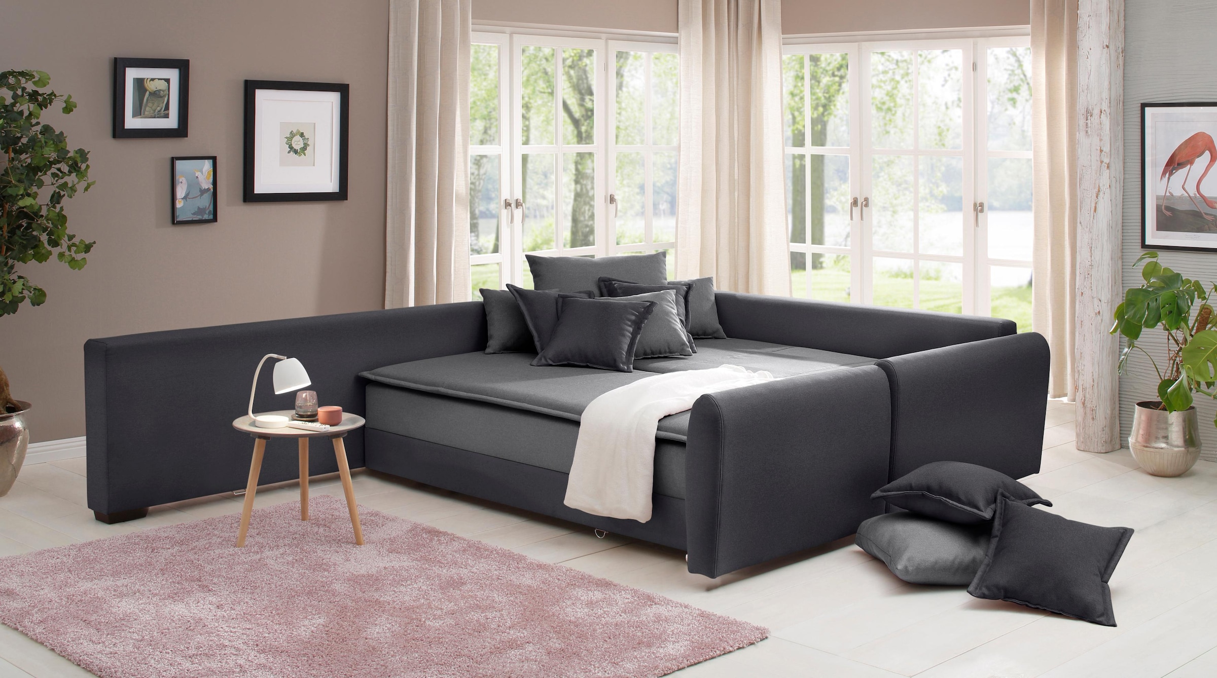 Home affaire Ecksofa »Fernando L-Form«, mit Boxspring: Dauerschlaffunktion durch Drehen und Zusammenschieben