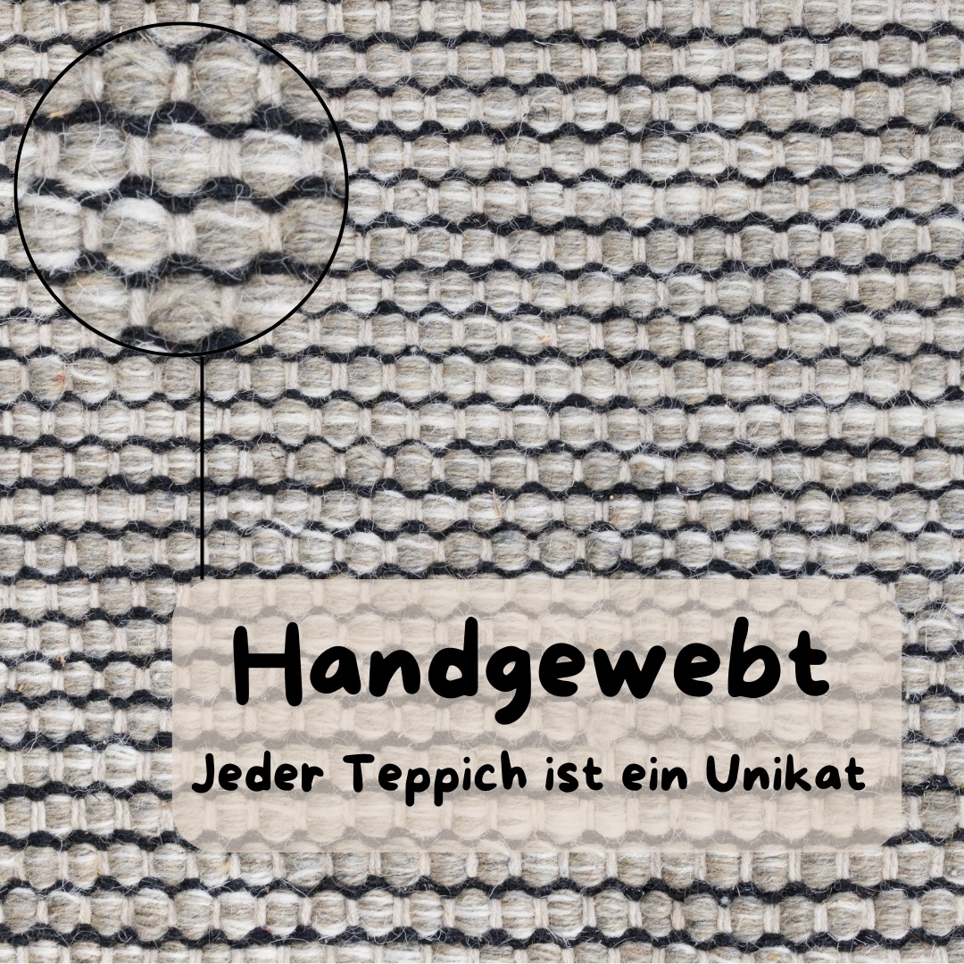 my home Bettumrandung »Odenne«, (Set, 3 tlg.), handgewebter Wendeteppich, melierte Optik, reine Wolle, Wohnzimmer